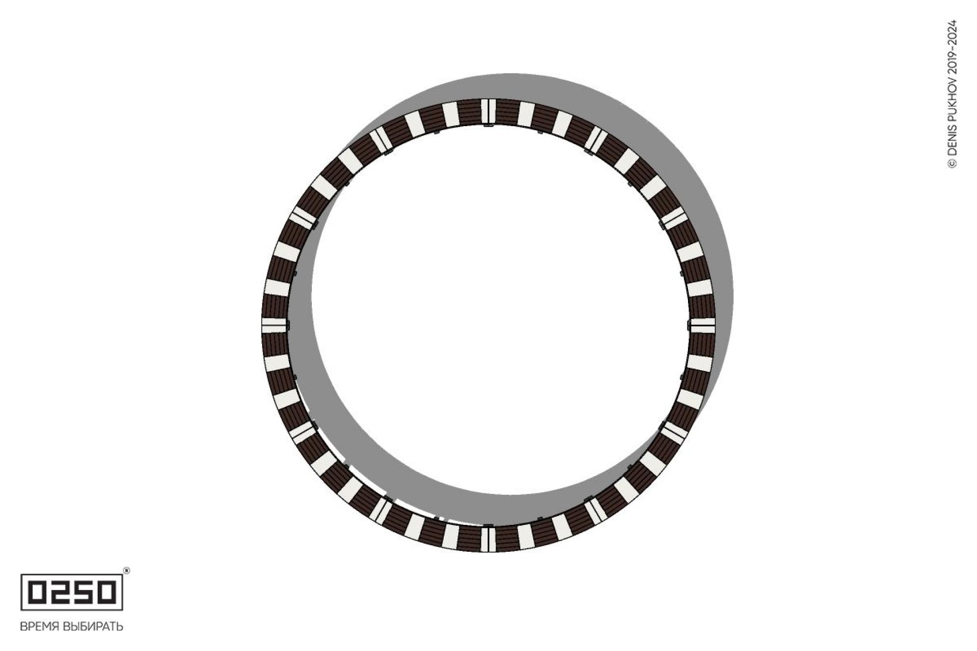 Уличная Скамейка кольцевая большого радиуса на ножках производство 0250, module