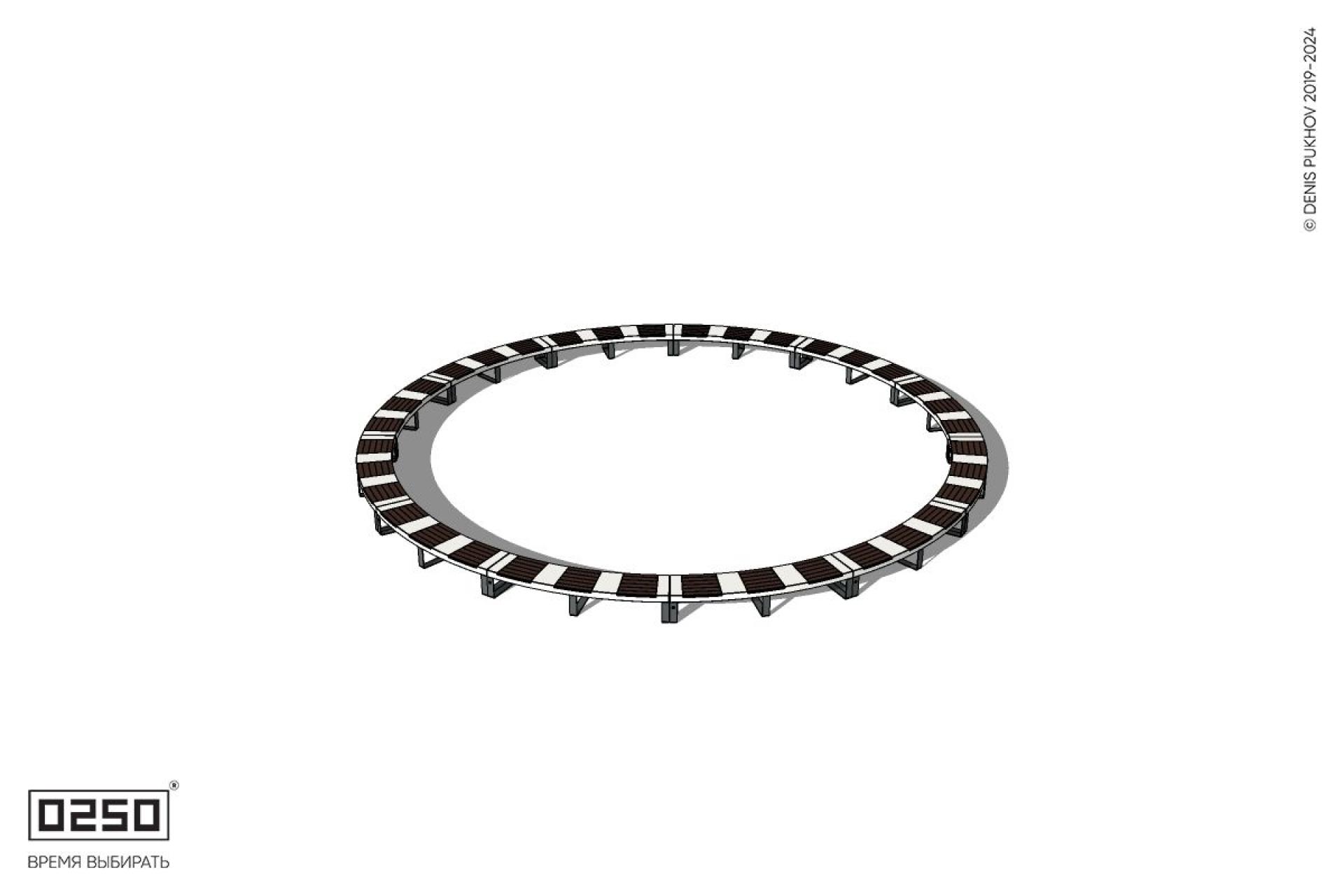 Уличная Скамейка кольцевая большого радиуса на ножках производство 0250