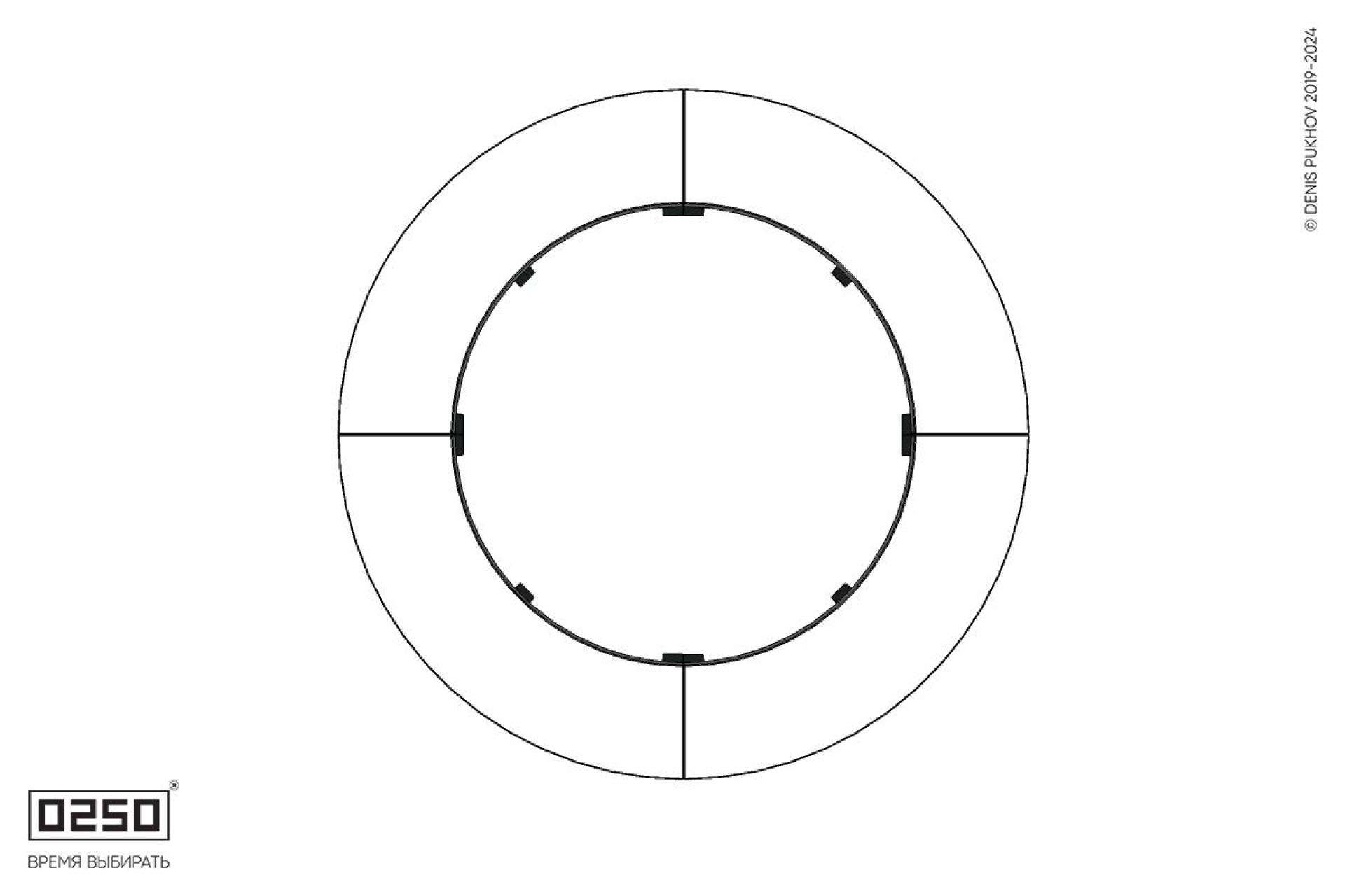 Уличная Бетонная кольцевая скамейка малого радиуса на ножках производство 0250, module
