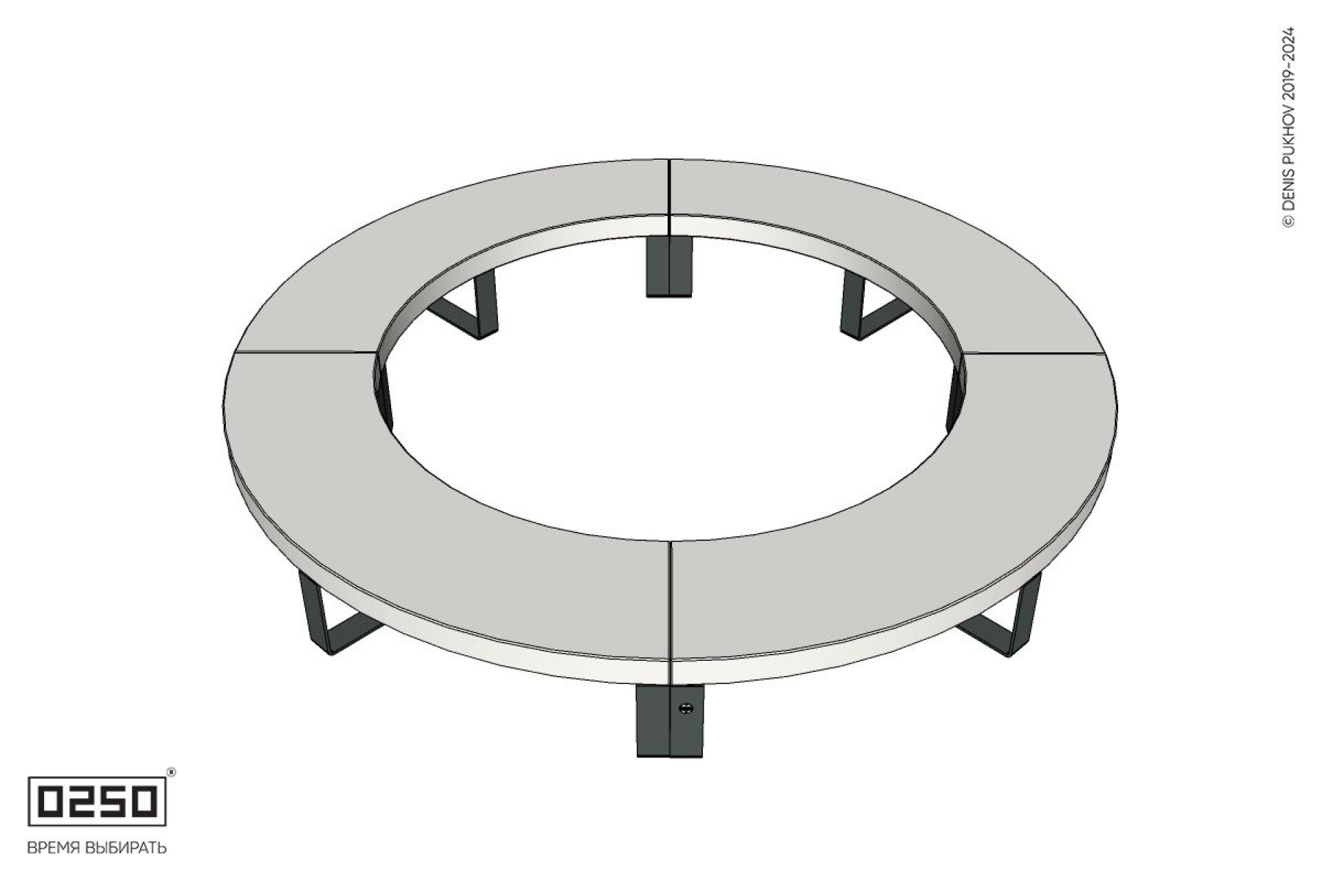 Уличная Бетонная кольцевая скамейка малого радиуса на ножках производство 0250