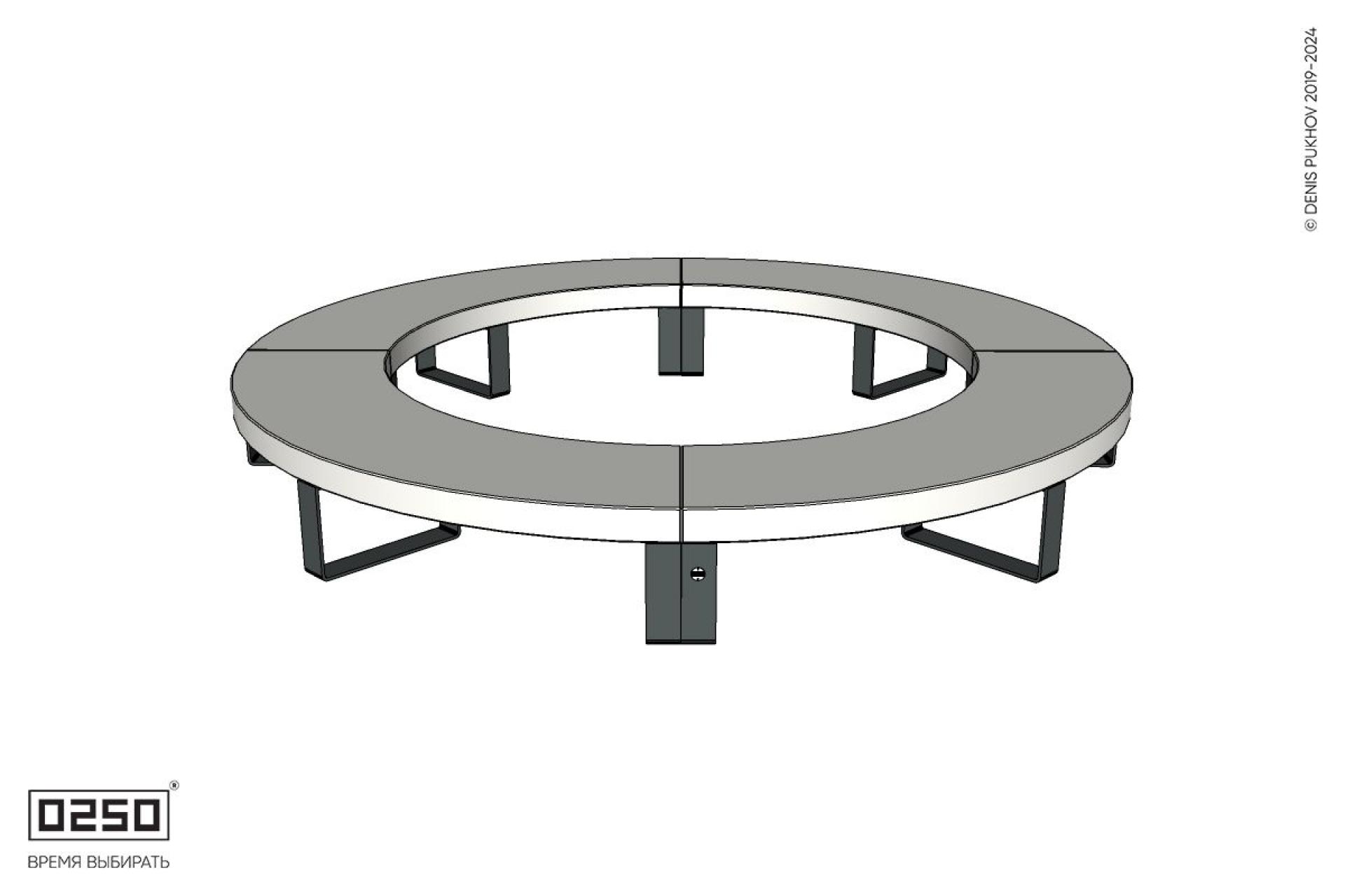Уличная Бетонная кольцевая скамейка малого радиуса на ножках производство 0250