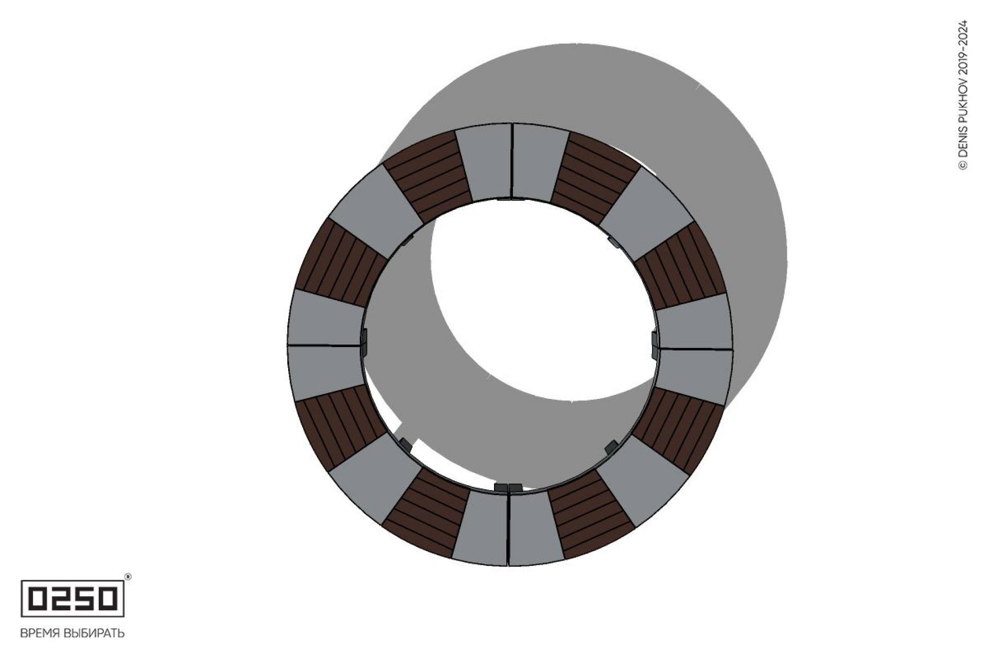 Уличная Кольцевая скамейка малого радиуса на ножках производство 0250, module