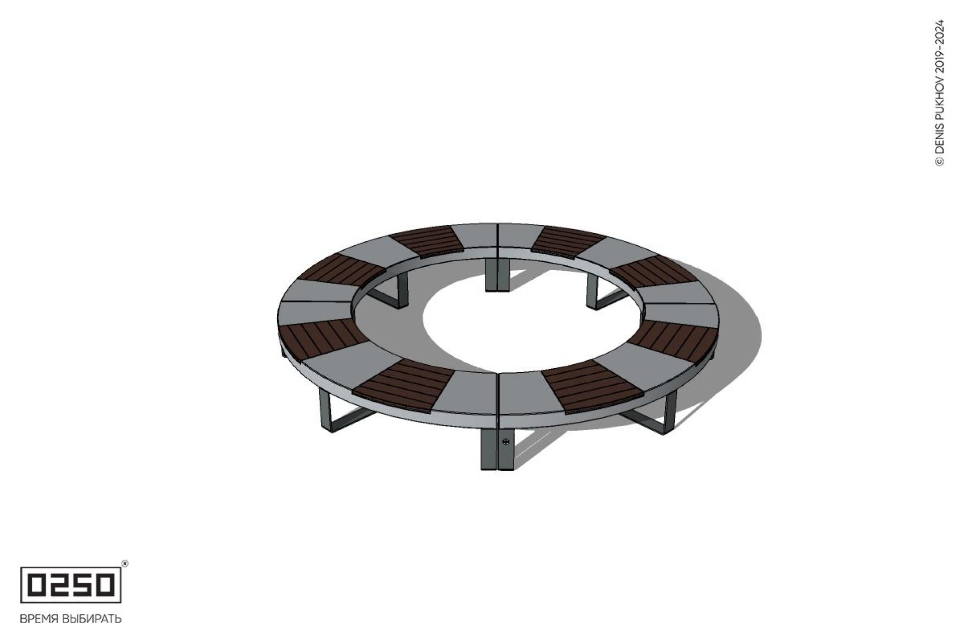 Уличная Кольцевая скамейка малого радиуса на ножках производство 0250