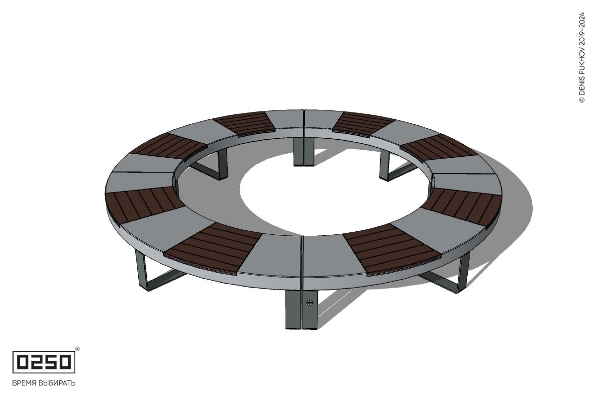 Уличная Кольцевая скамейка малого радиуса на ножках производство 0250