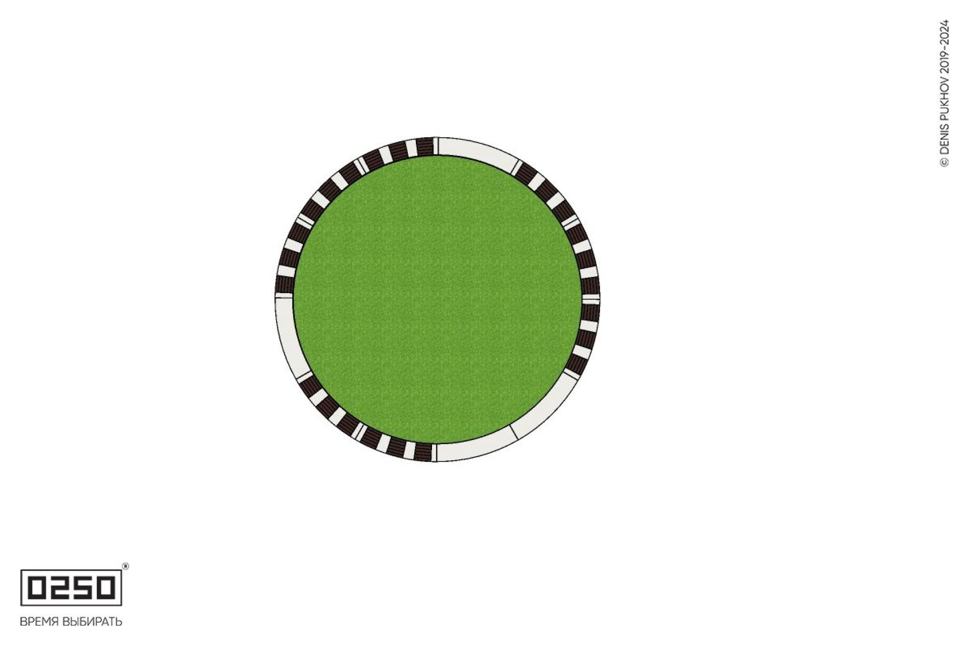 Уличная Кольцевая скамейка цветник большого радиуса на блоке с комбинированным настилом производство 0250