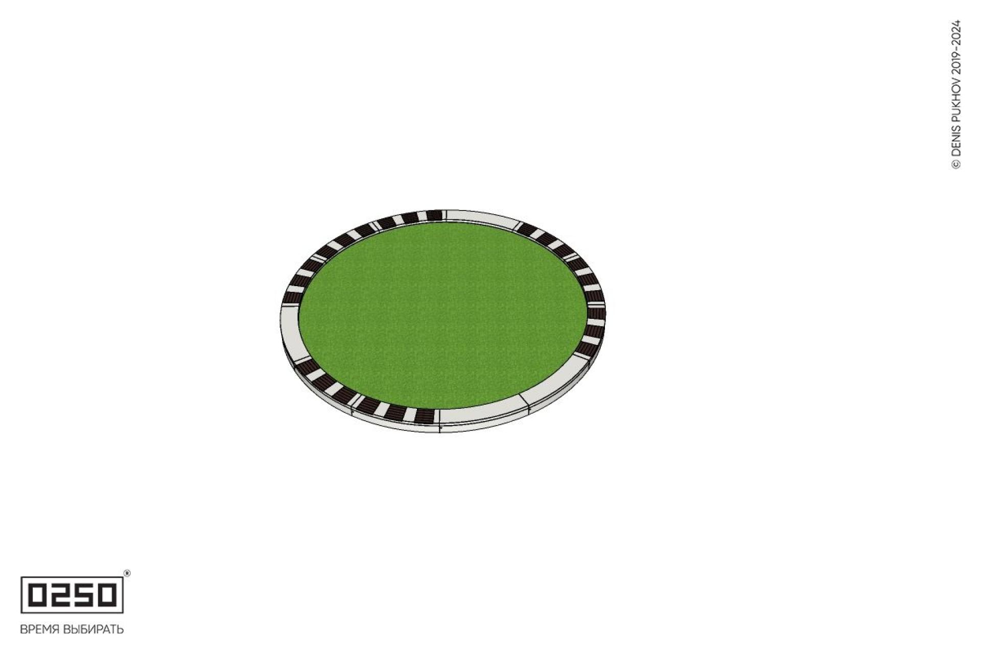 Уличная Кольцевая скамейка цветник большого радиуса на блоке с комбинированным настилом производство 0250, modul+