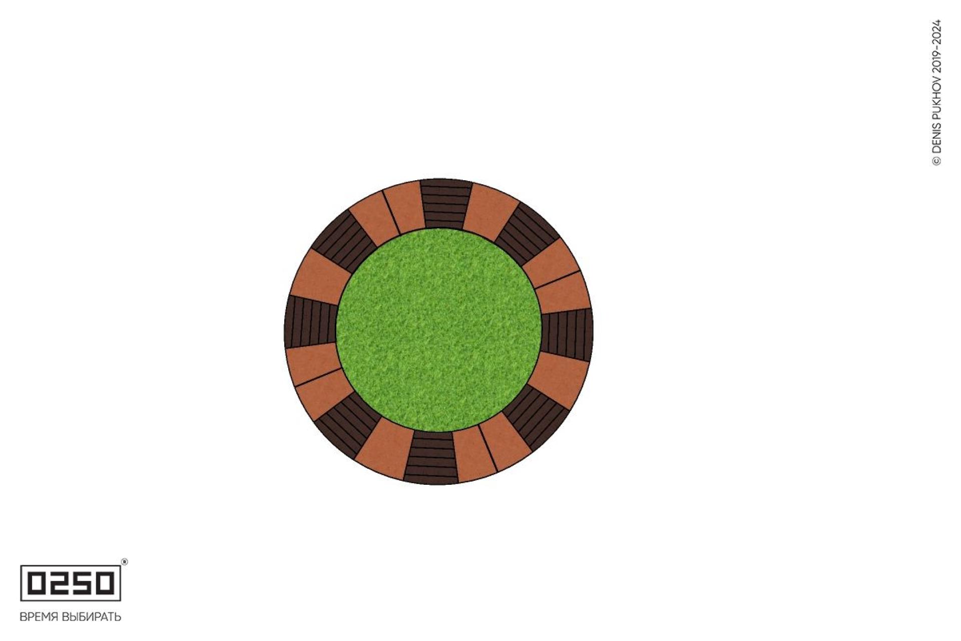 Уличная Кольцевая скамейка цветник малого радиуса на блоке производство 0250