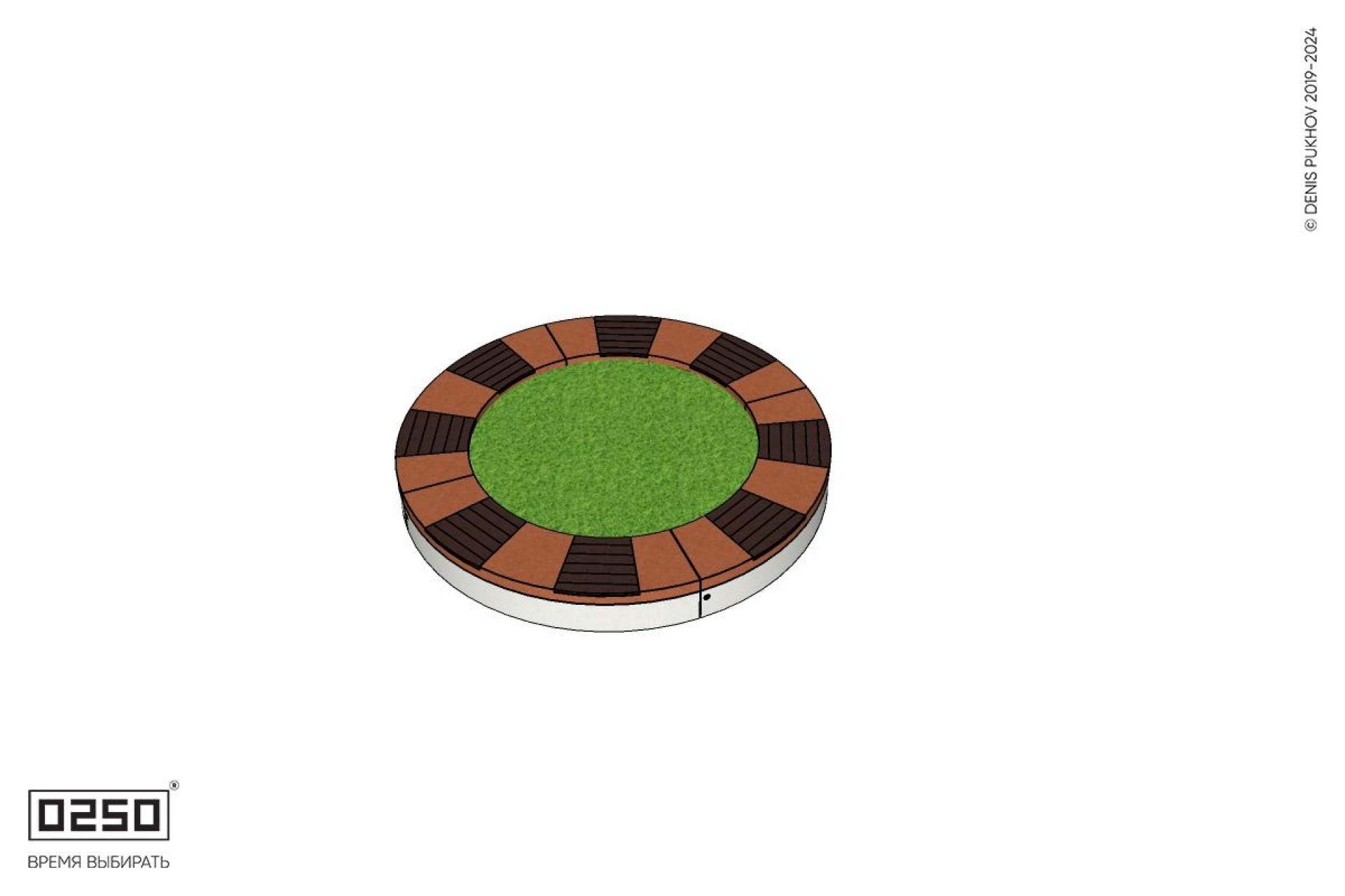 Уличная Кольцевая скамейка цветник малого радиуса на блоке производство 0250, modul+