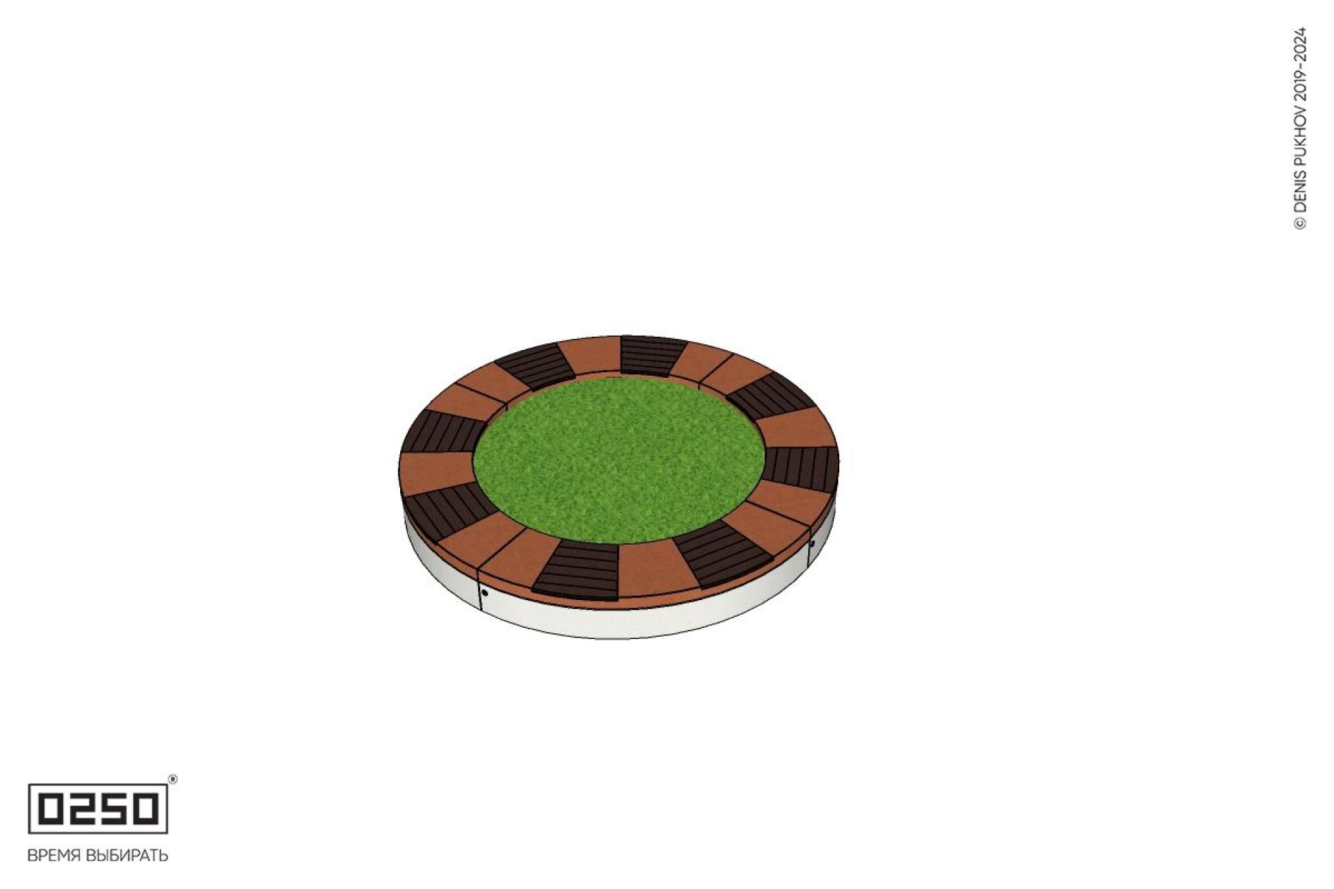 Уличная Кольцевая скамейка цветник малого радиуса на блоке производство 0250