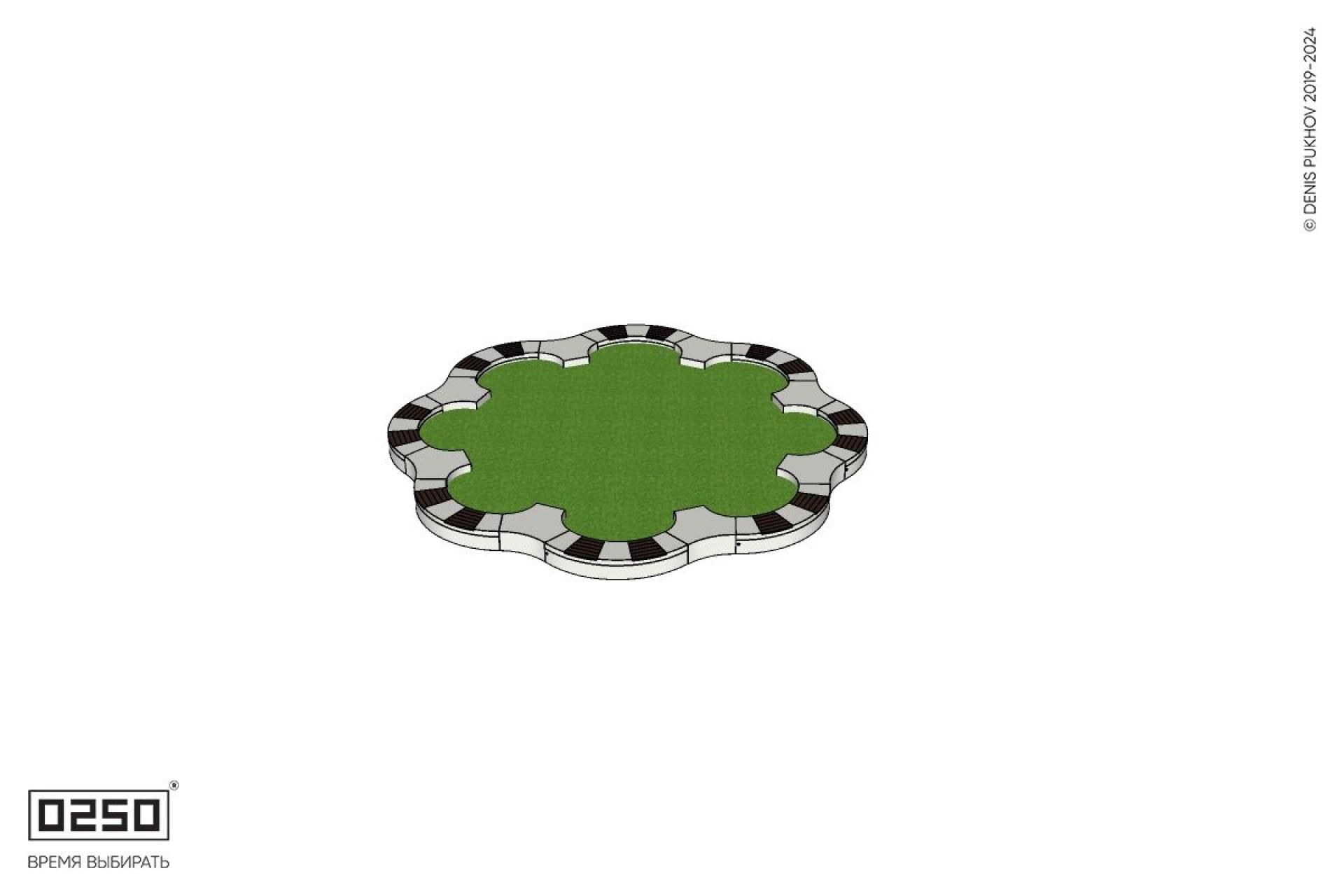 Уличная Кольцевая скамейка цветник с внутренними модулями трилистник производство 0250, modul+