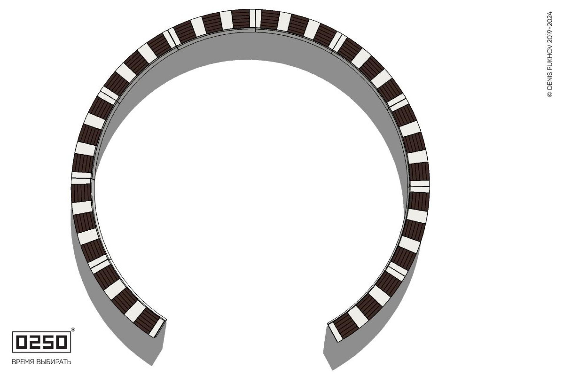 Уличная Скамейка кольцевидная десятипролетная на блоке производство 0250, module