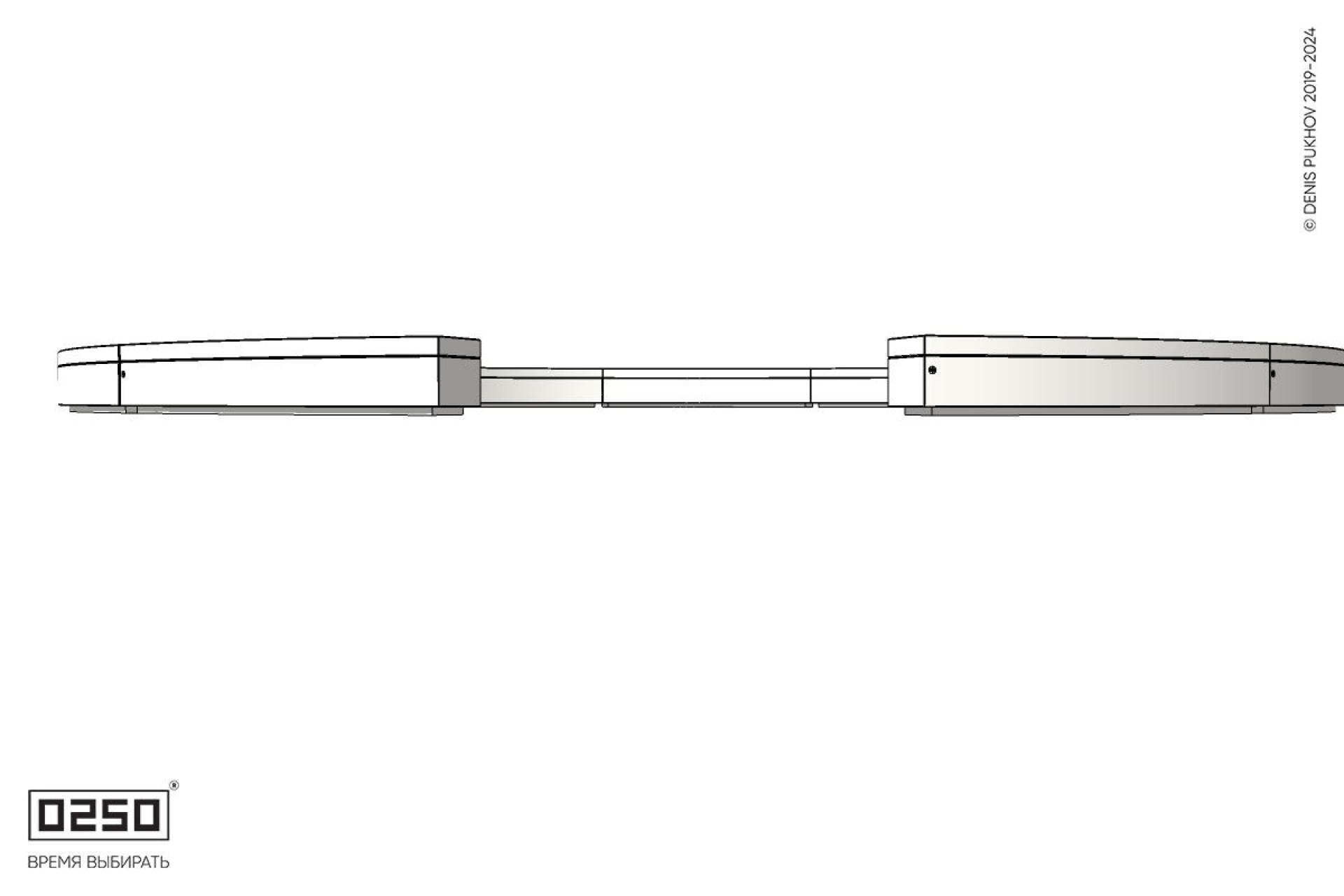 Уличная Бетонная с-образная скамейка  одиннадцатипролетная большого радиуса на блоке производство 0250