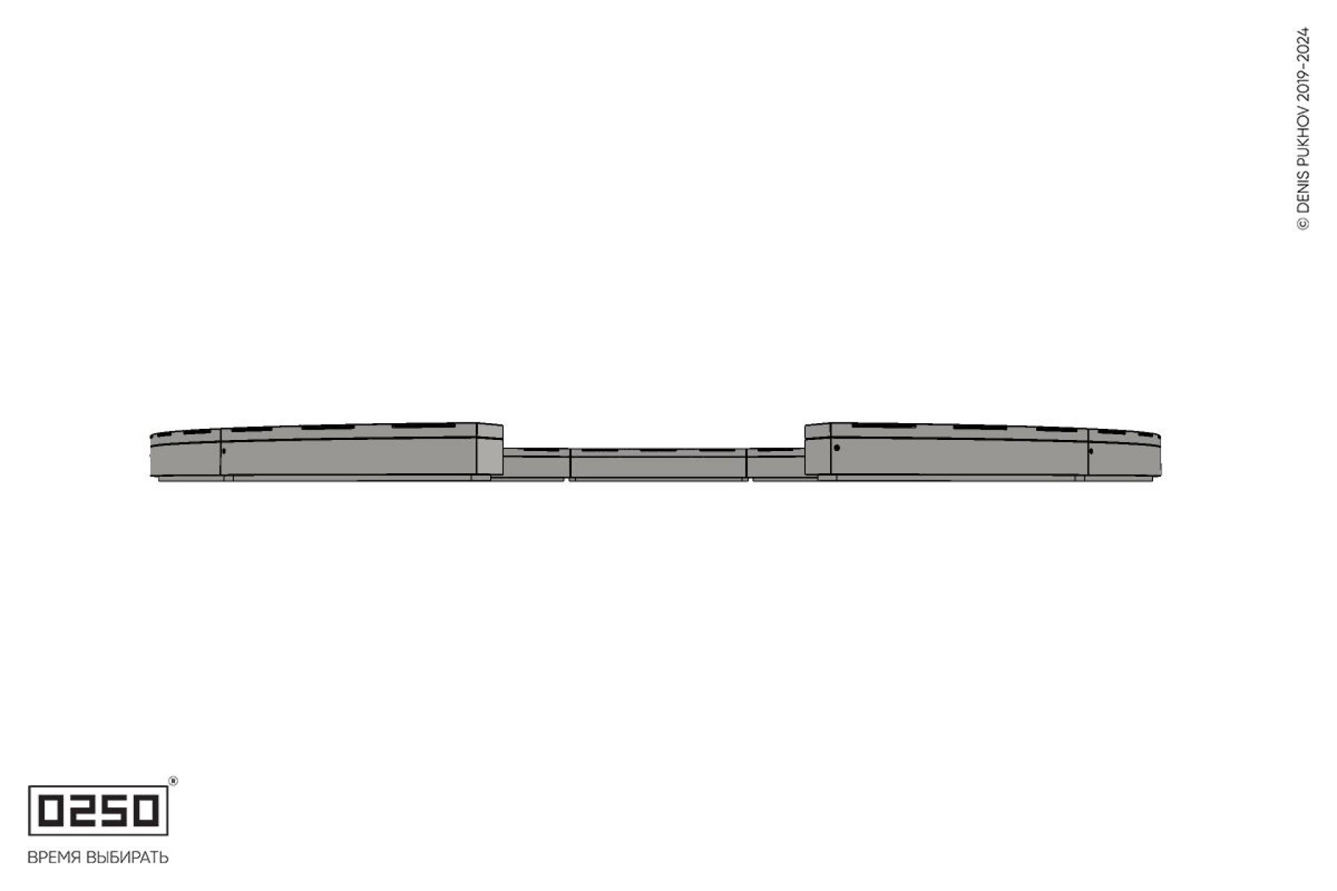 Уличная Кольцевидная скамейка большого радиуса одиннадцатипролетная на блоке производство 0250