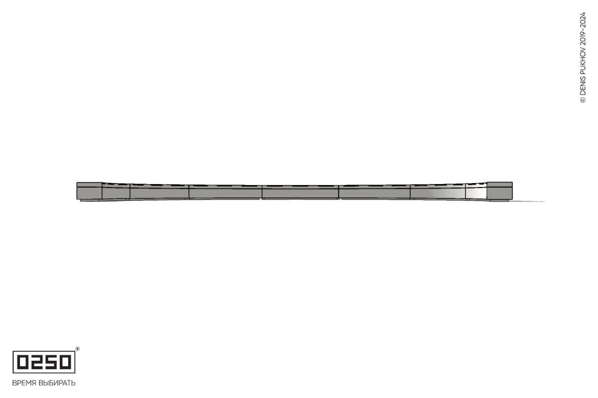 Уличная Кольцевидная скамейка большого радиуса семипролетная на блоке производство 0250, module