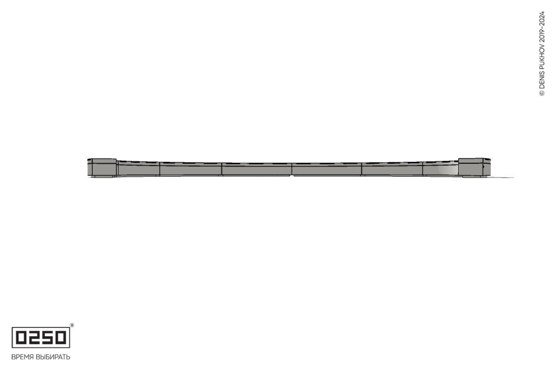 Уличная Скамейка с-образная девятипролетная большого радиуса на блоке производство 0250, module