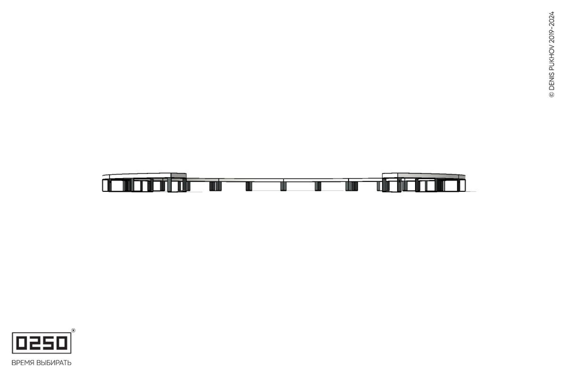 Уличная Бетонная с-образная скамейка  десятипролетная большого радиуса на ножках производство 0250