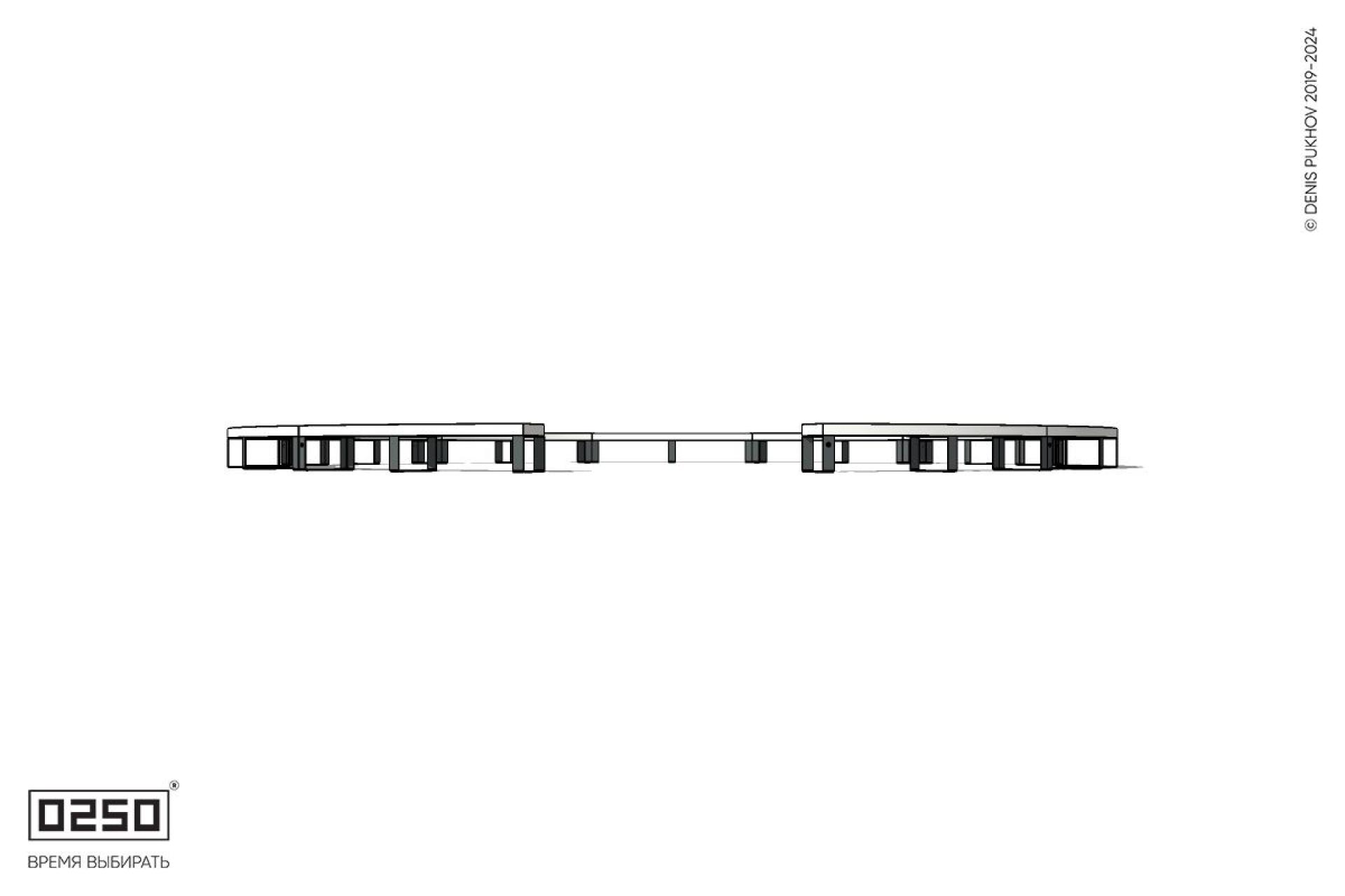 Уличная Бетонная с-образная скамейка  одиннадцатипролетная большого радиуса на ножках производство 0250