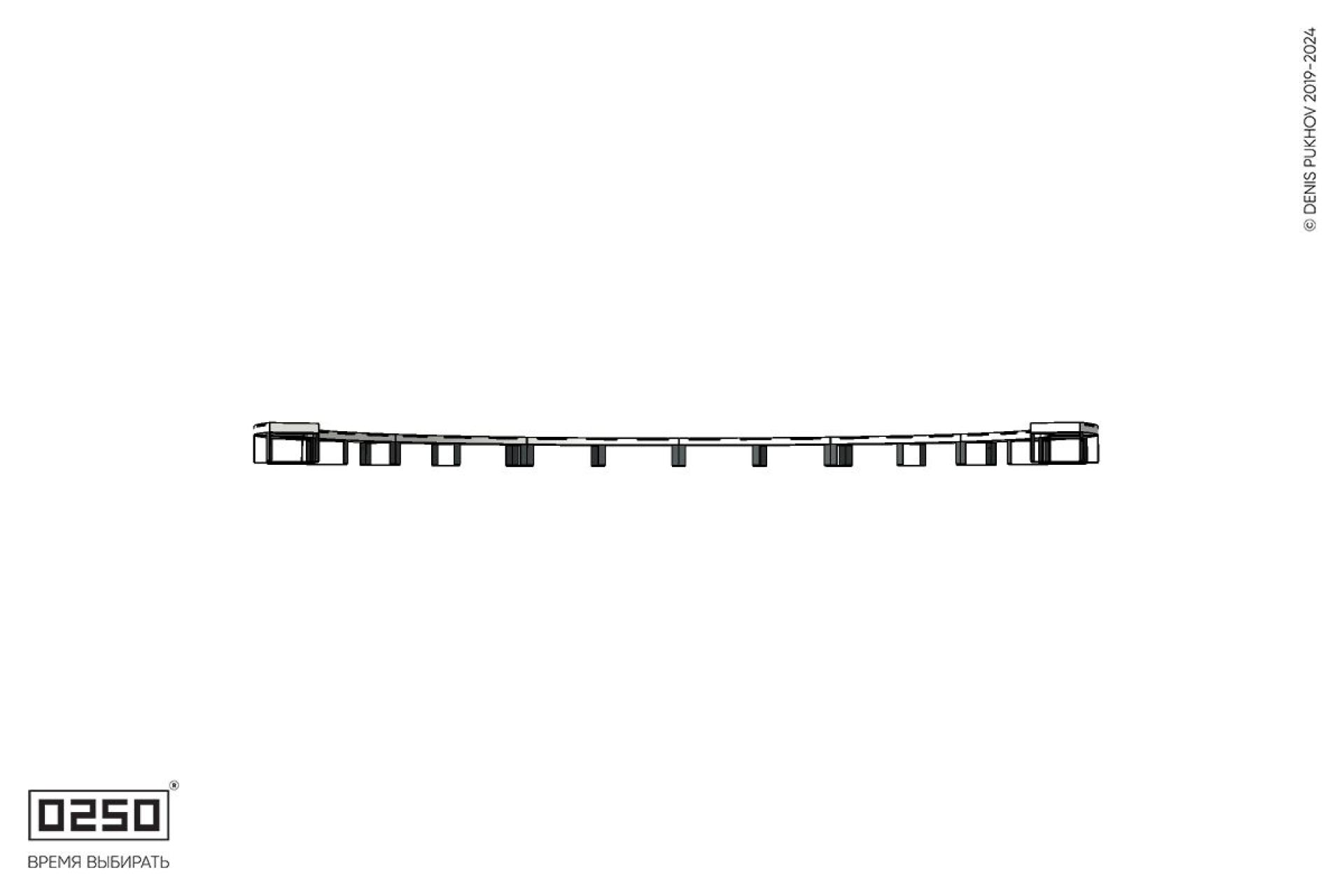 Уличная Скамейка с-образная восьмипролетная большого радиуса на блоке производство 0250