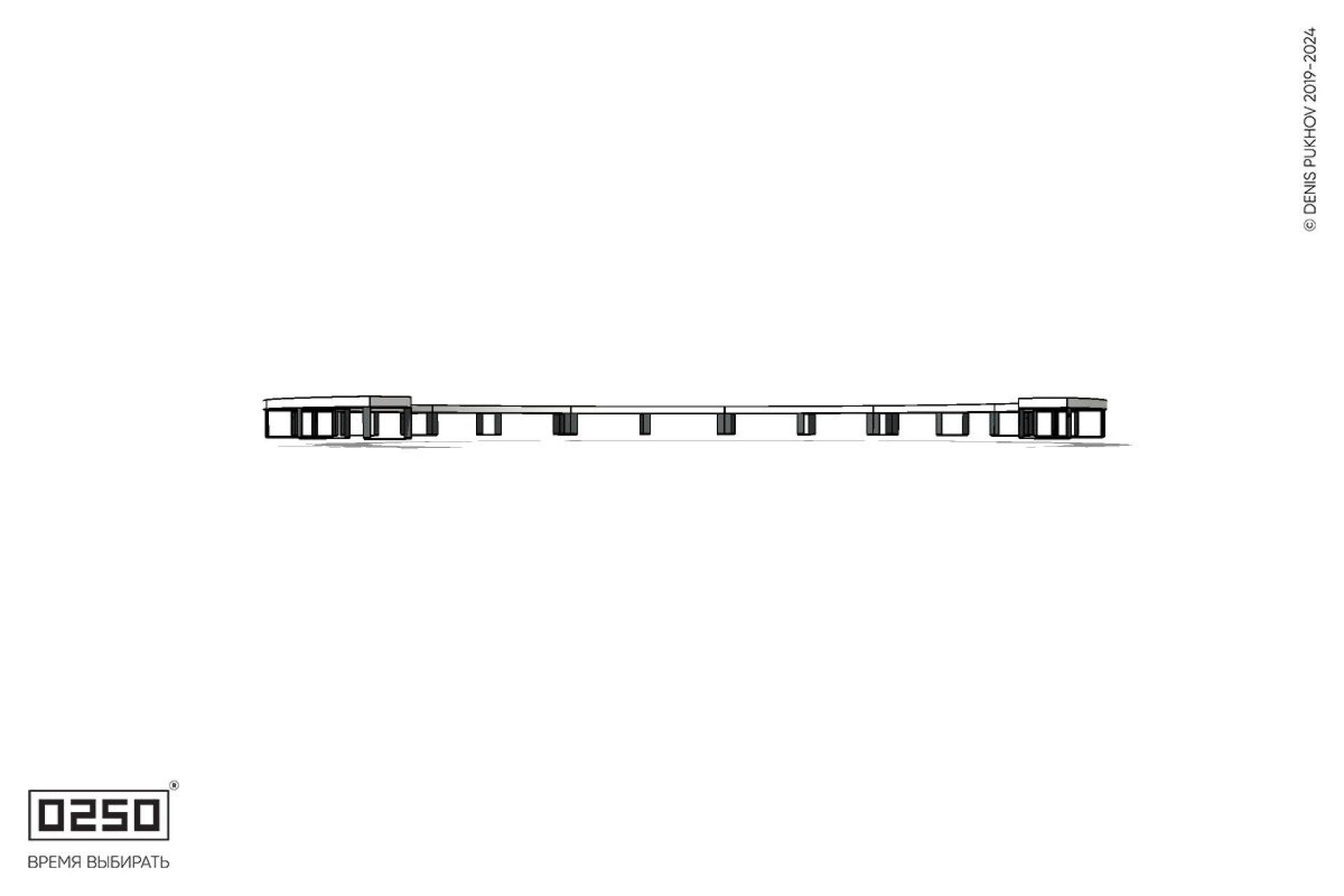 Уличная Бетонная с-образная скамейка  десятипролетная большого радиуса на ножках производство 0250