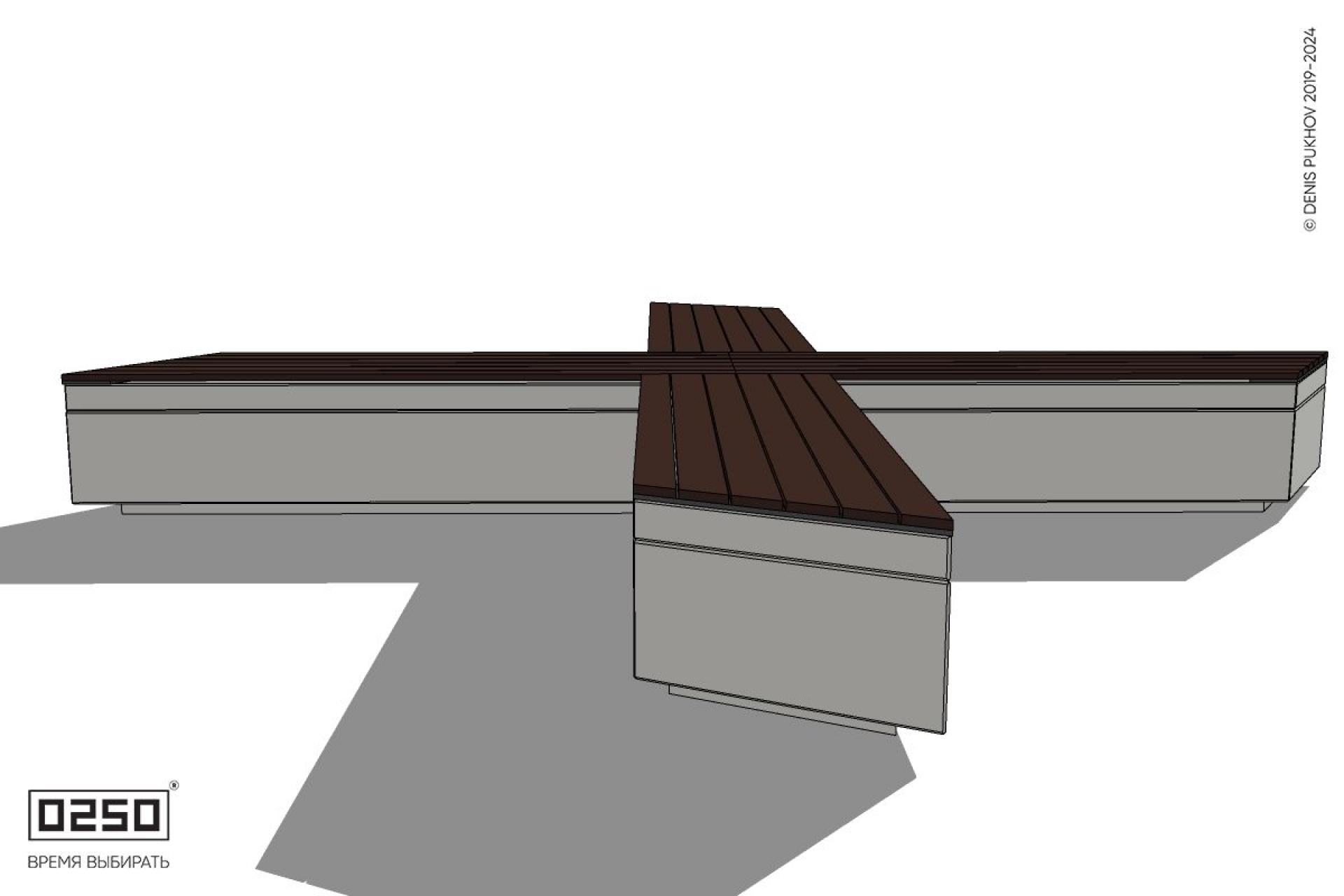 Уличная Крестовая  скошенная скамейка на блоке производство 0250