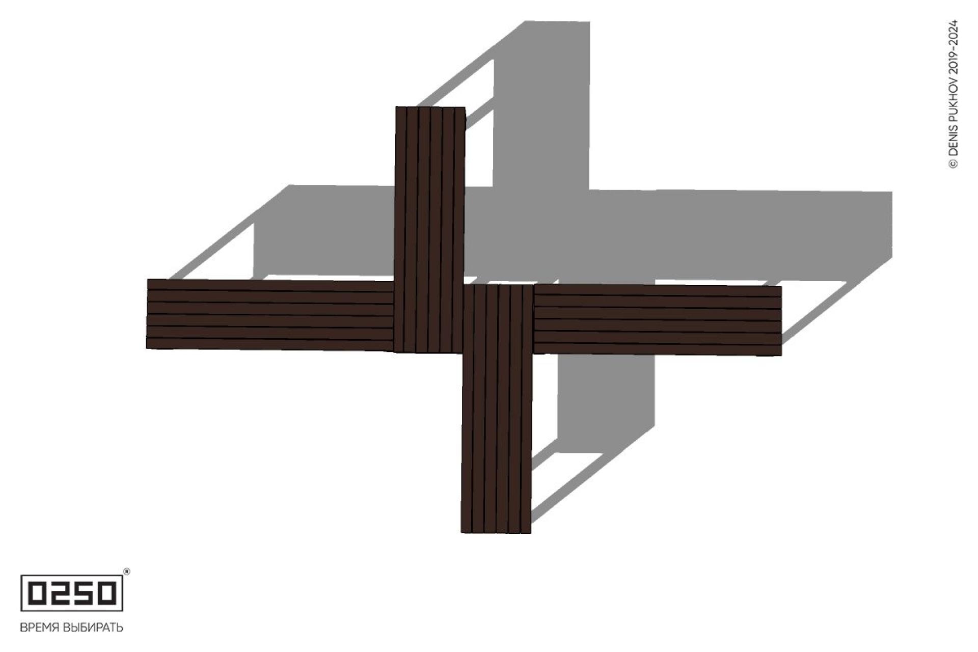 Уличная Крестовая двухугловая длинная скамейка на ножках производство 0250, module