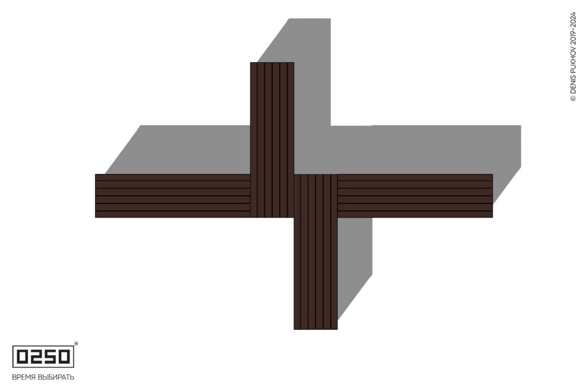 Уличная Крестовая двухугловая правая скамейка на блоке производство 0250, module