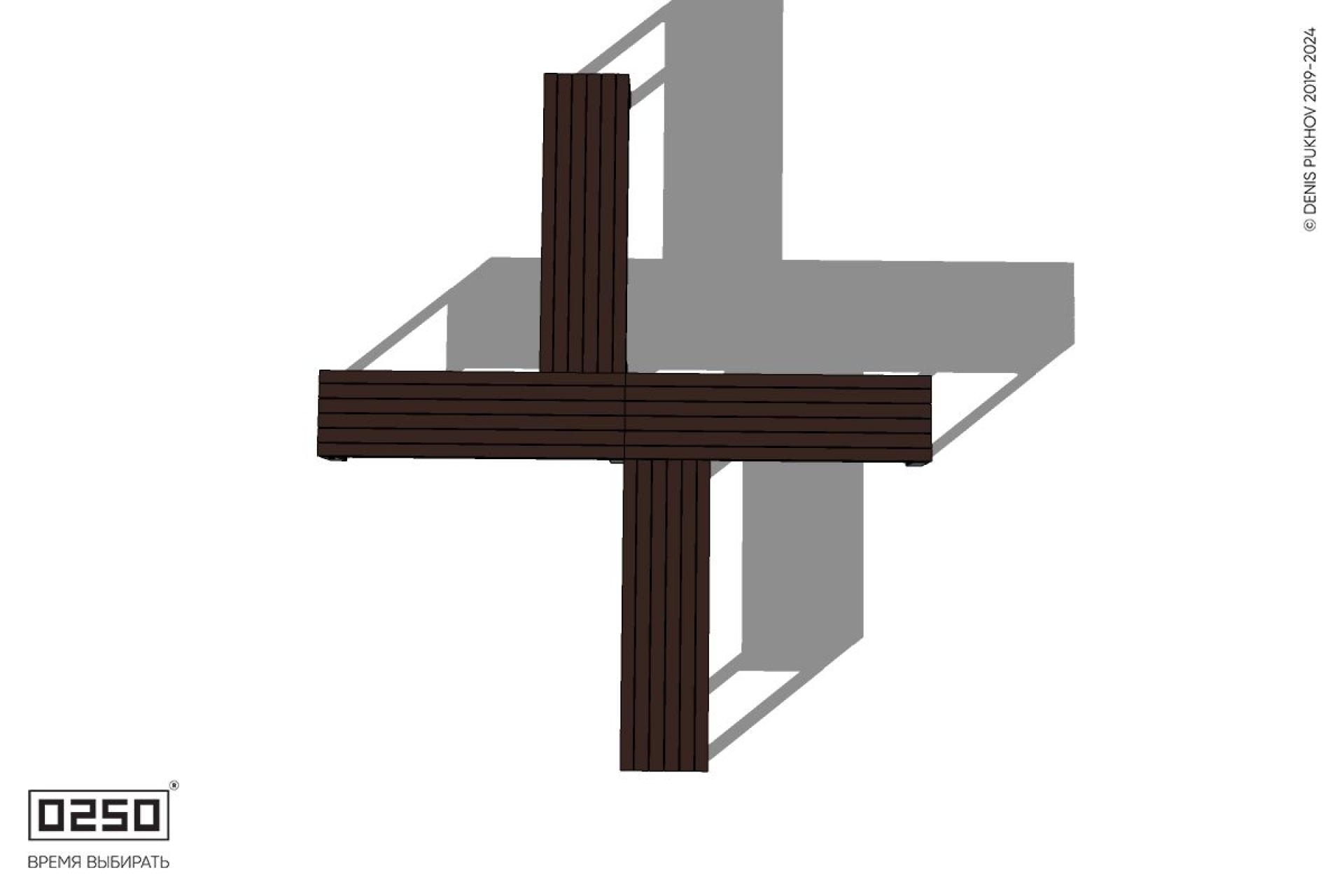 Уличная Крестовая двухугловая короткая скамейка на ножках производство 0250, module