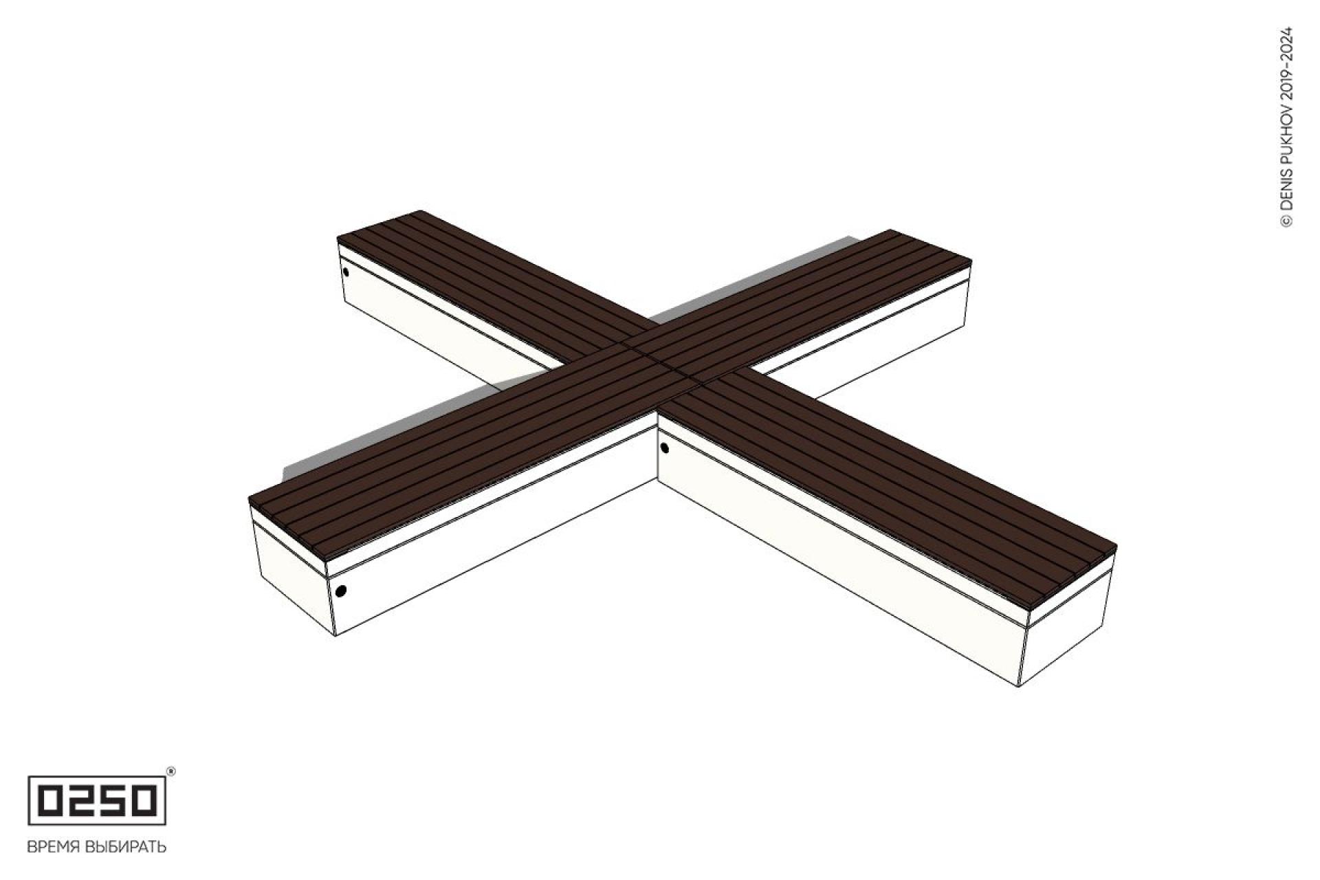 Уличная Крестовая скамейка на блоке производство 0250