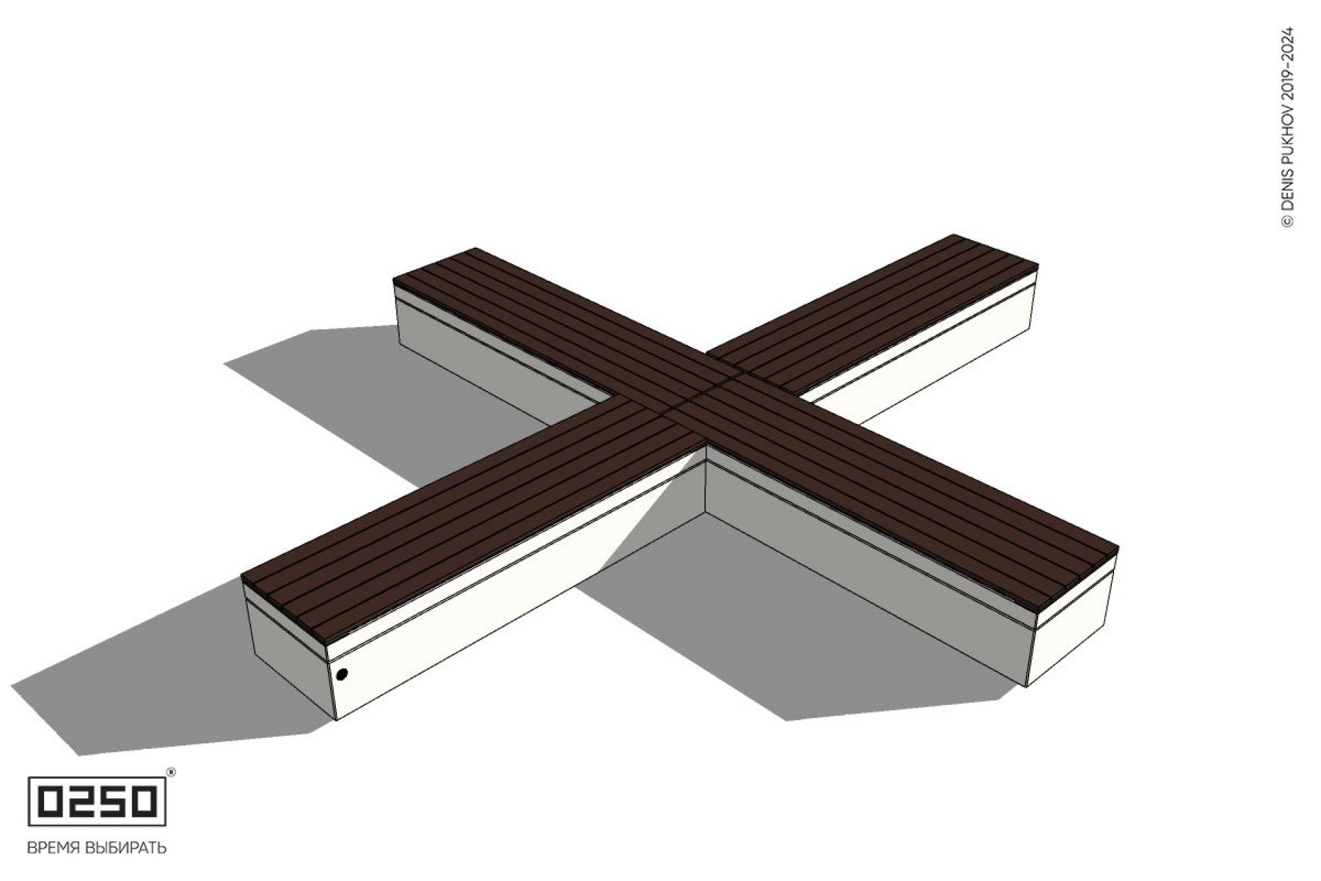 Уличная Крестовая скамейка на блоке производство 0250