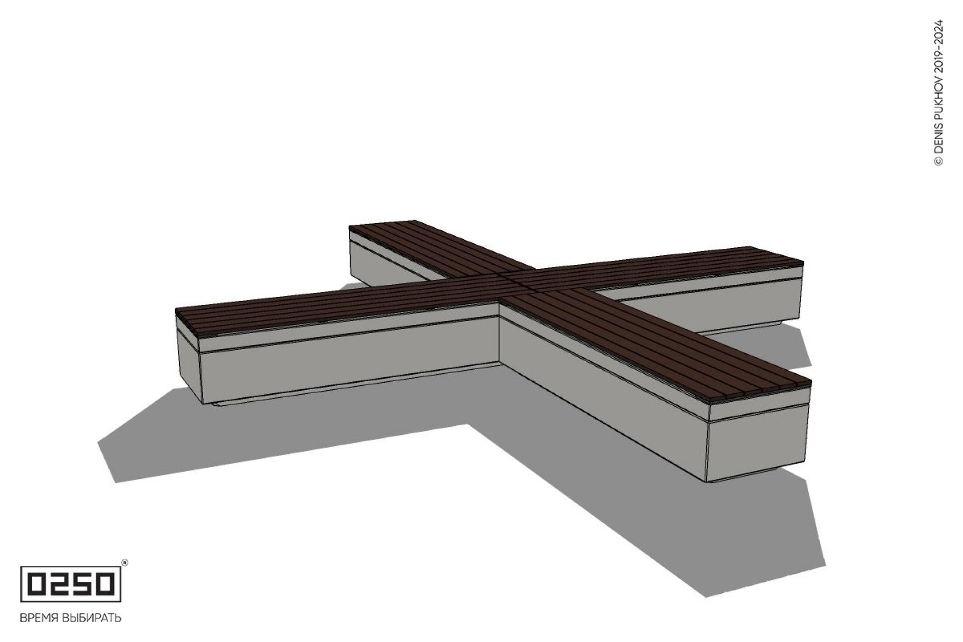 Уличная Крестовая скамейка на блоке производство 0250