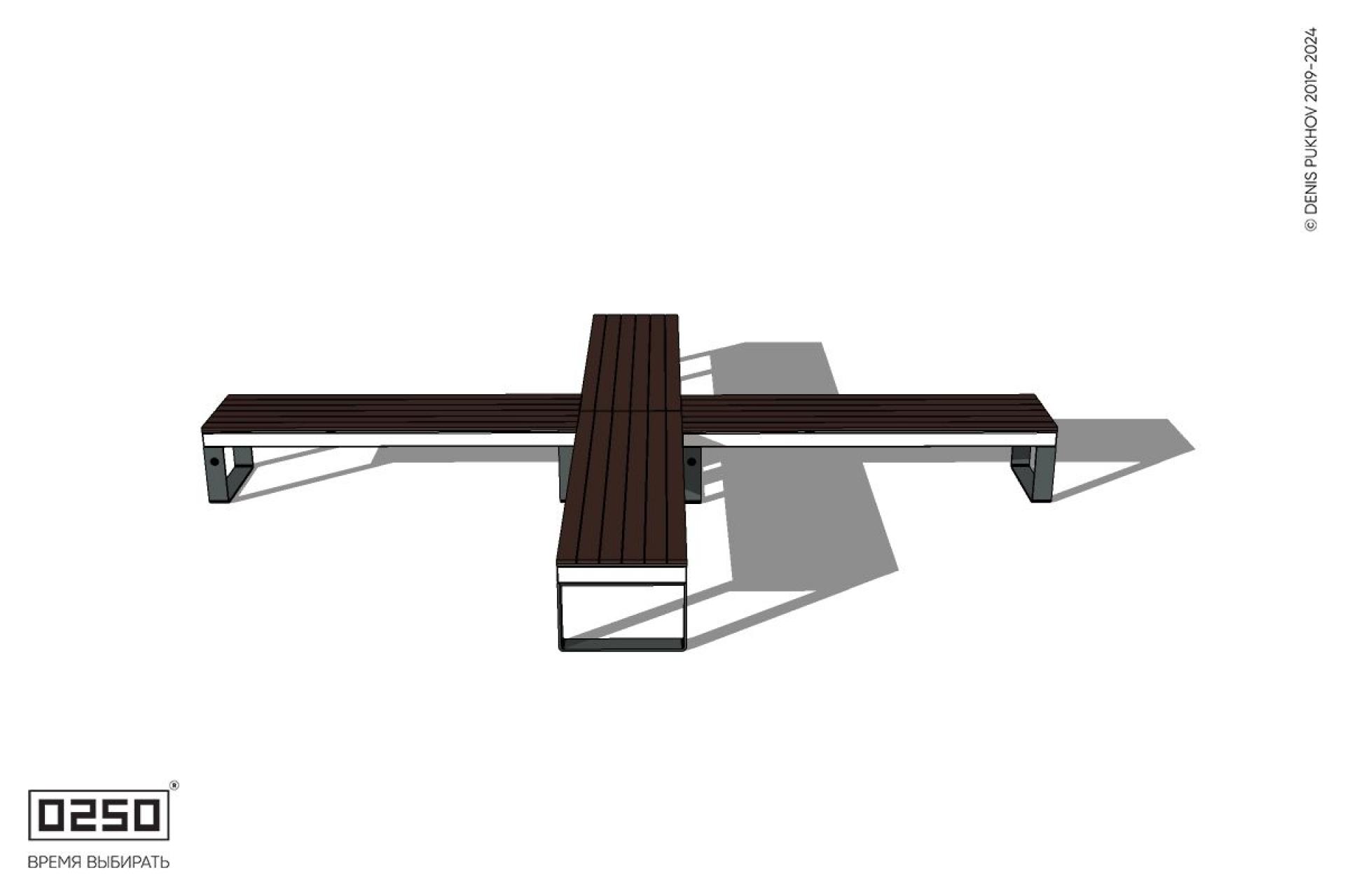 Уличная Крестовая скамейка на ножках производство 0250