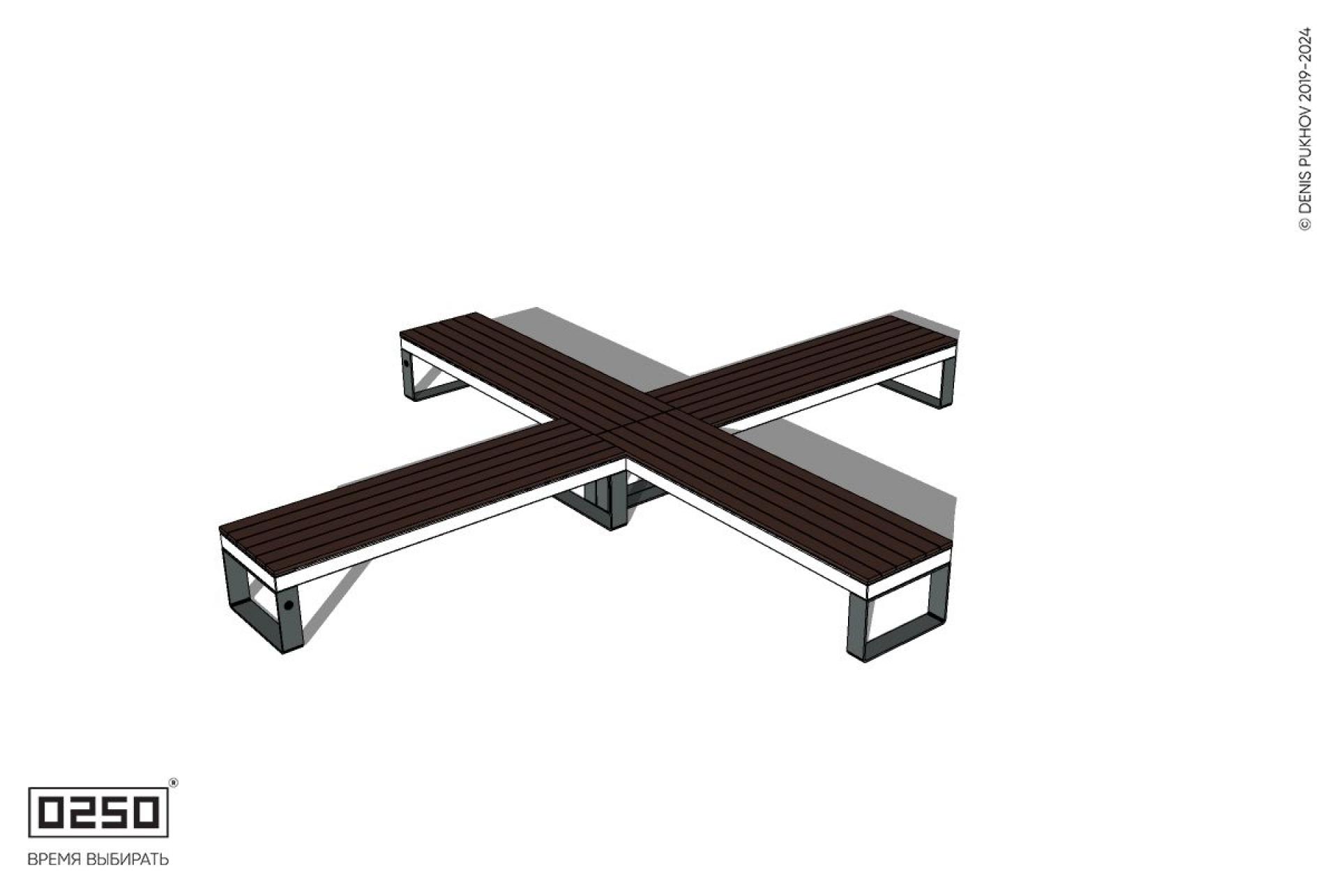 Уличная Крестовая скамейка на ножках производство 0250