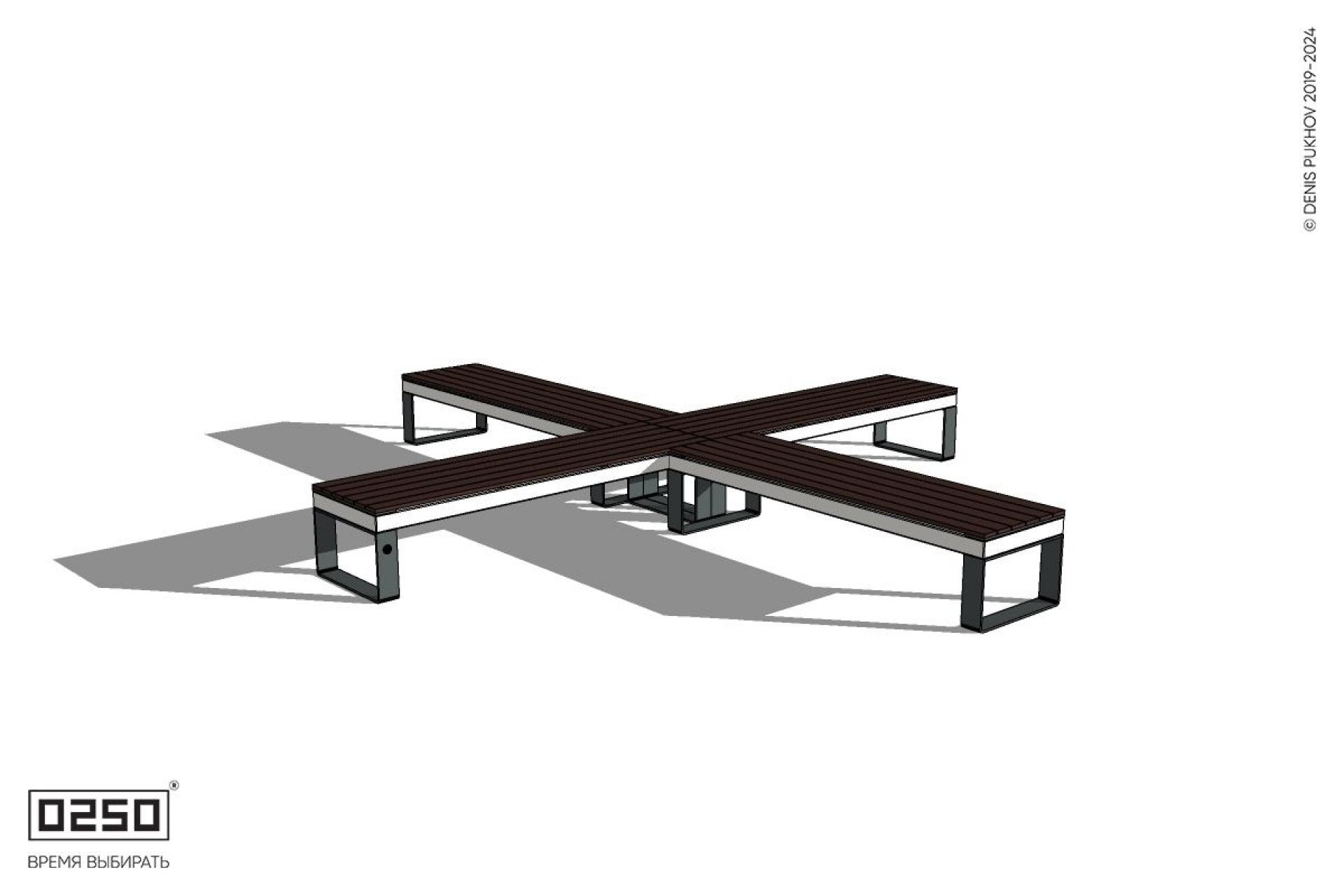 Уличная Крестовая скамейка на ножках производство 0250