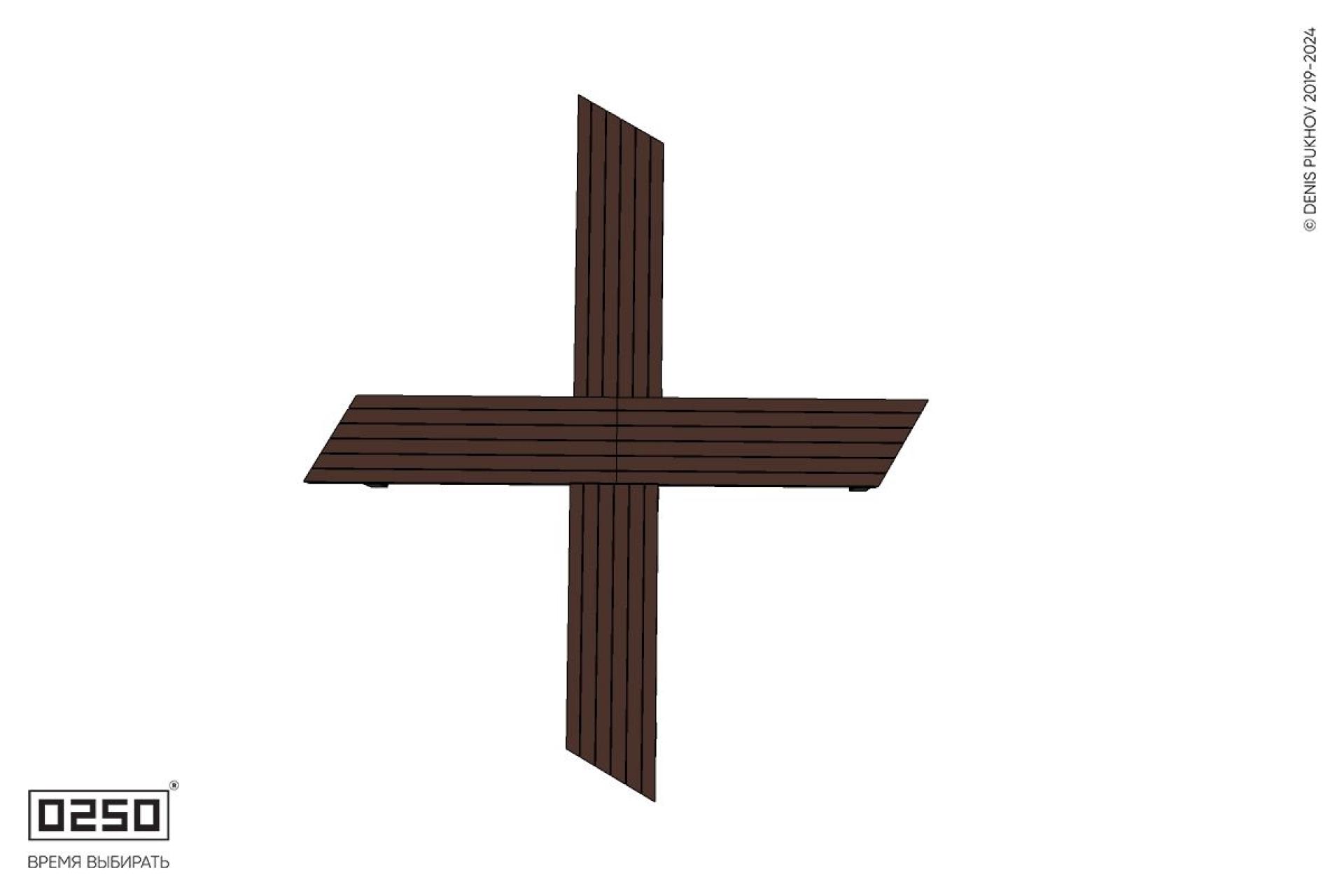 Уличная Крестовая скошенная скамейка на ножках производство 0250, module