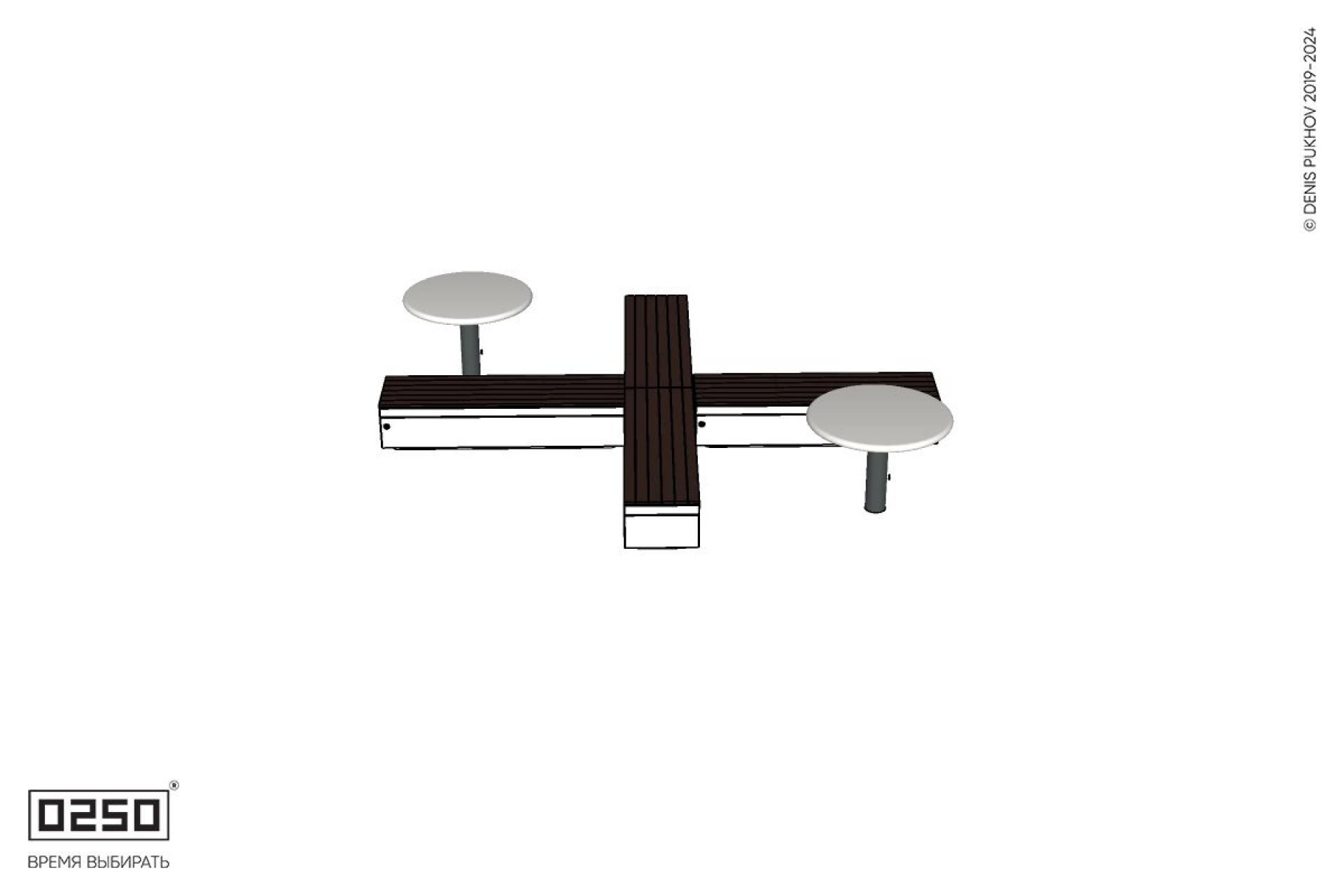 Уличная Крестовая скамейка на блоке с двумя столами Рондо производство 0250