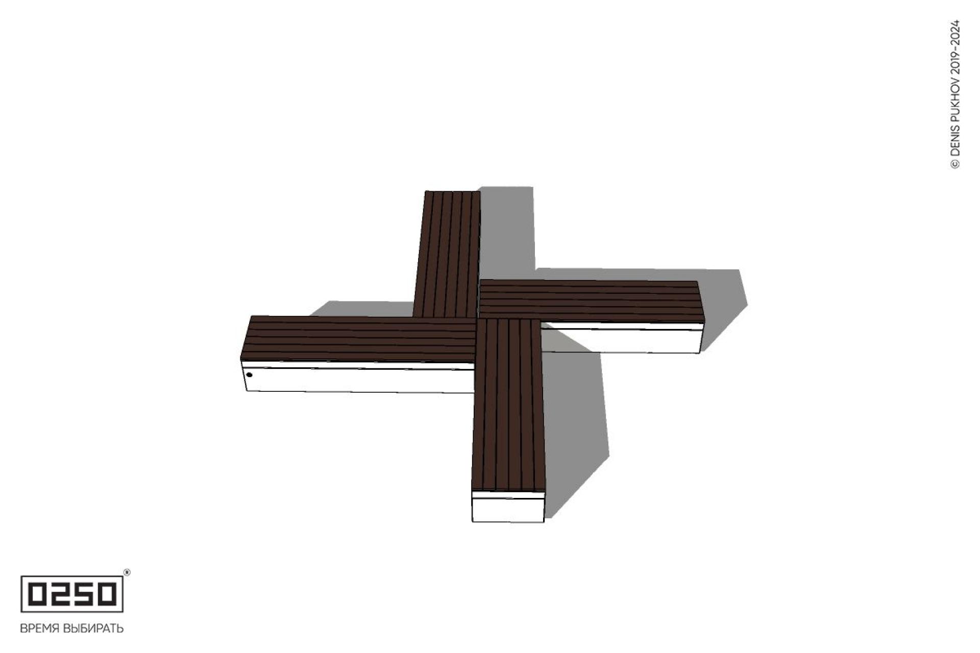 Уличная Крестовидная скамейка на блоке производство 0250