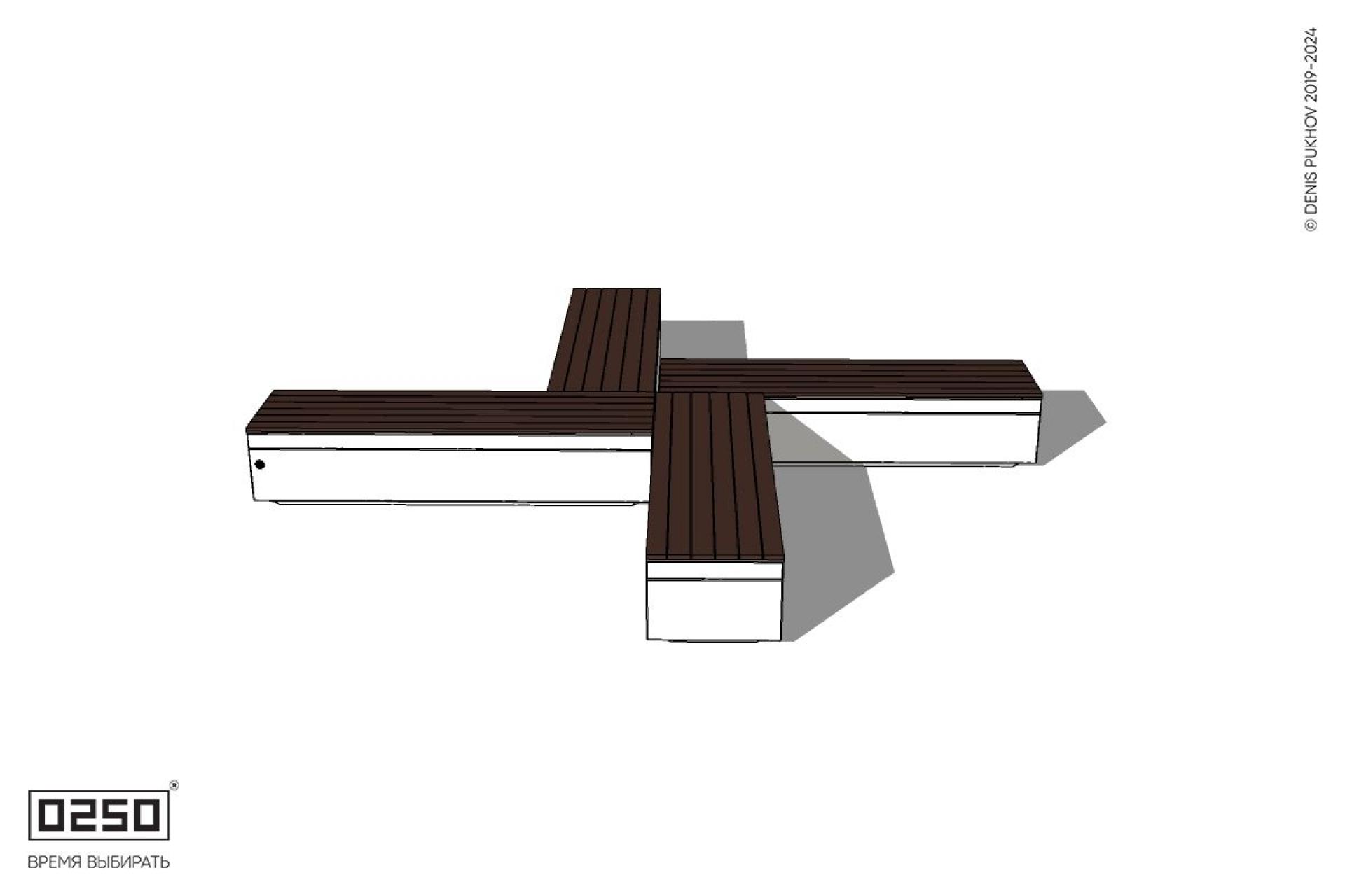 Уличная Крестовидная скамейка на блоке производство 0250