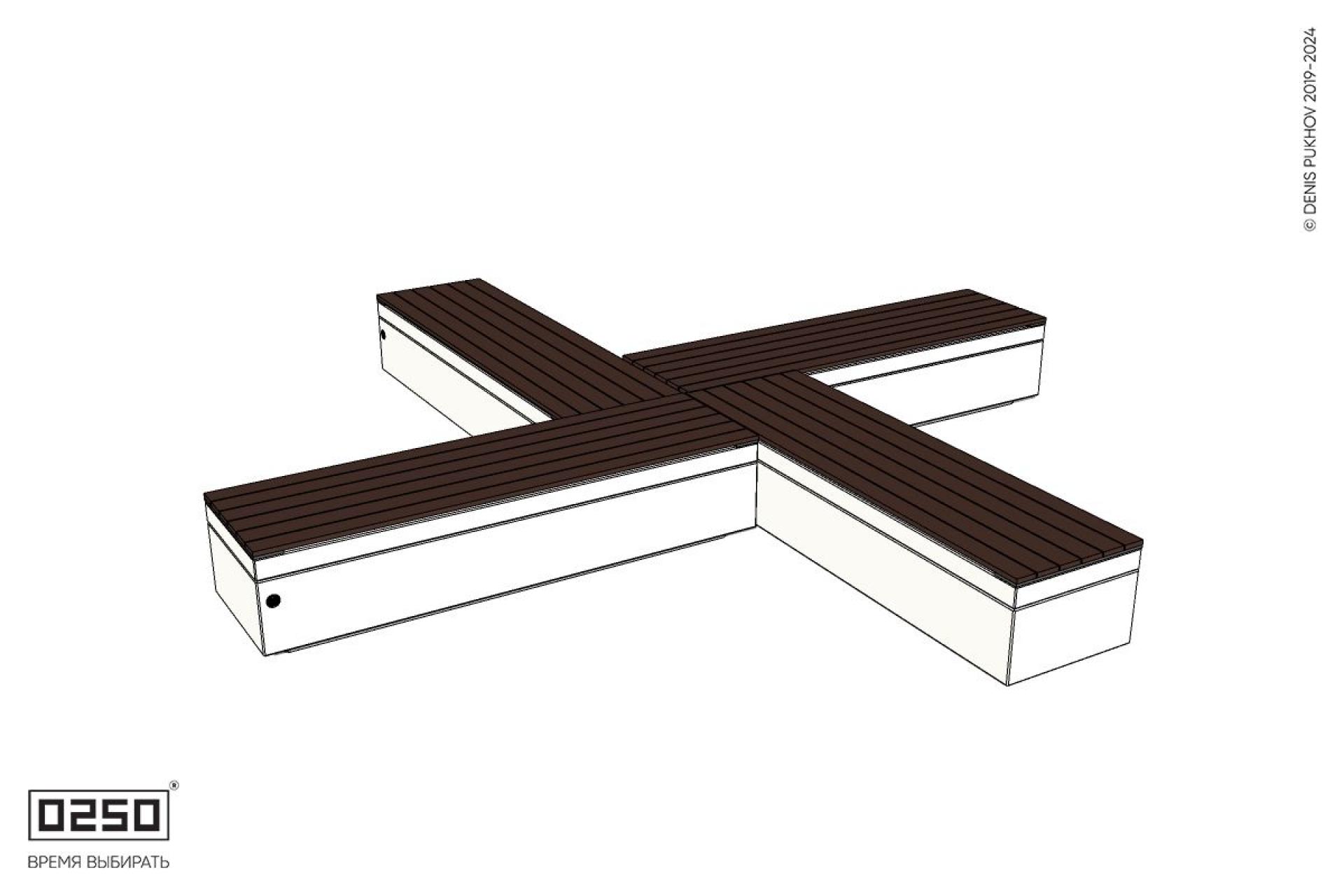 Уличная Крестовидная скамейка на блоке производство 0250