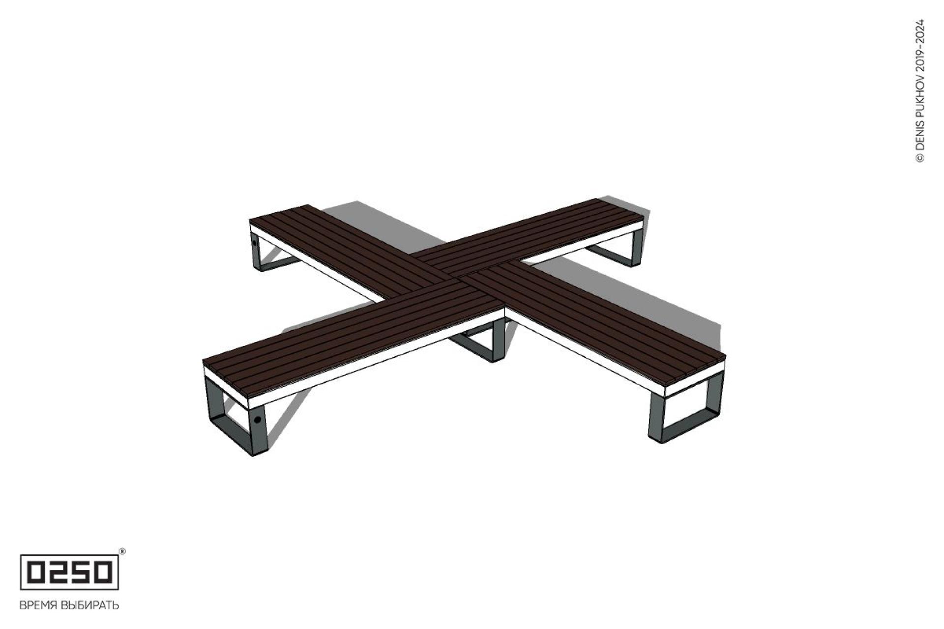 Уличная Крестовидная скамейка на ножках производство 0250, module