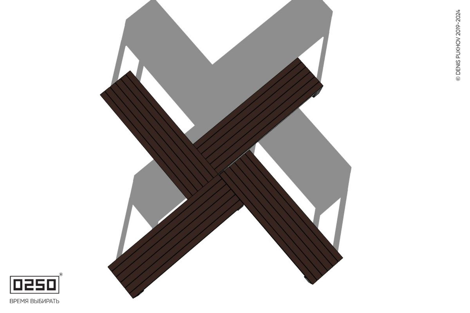 Уличная Крестовидная скамейка на ножках производство 0250