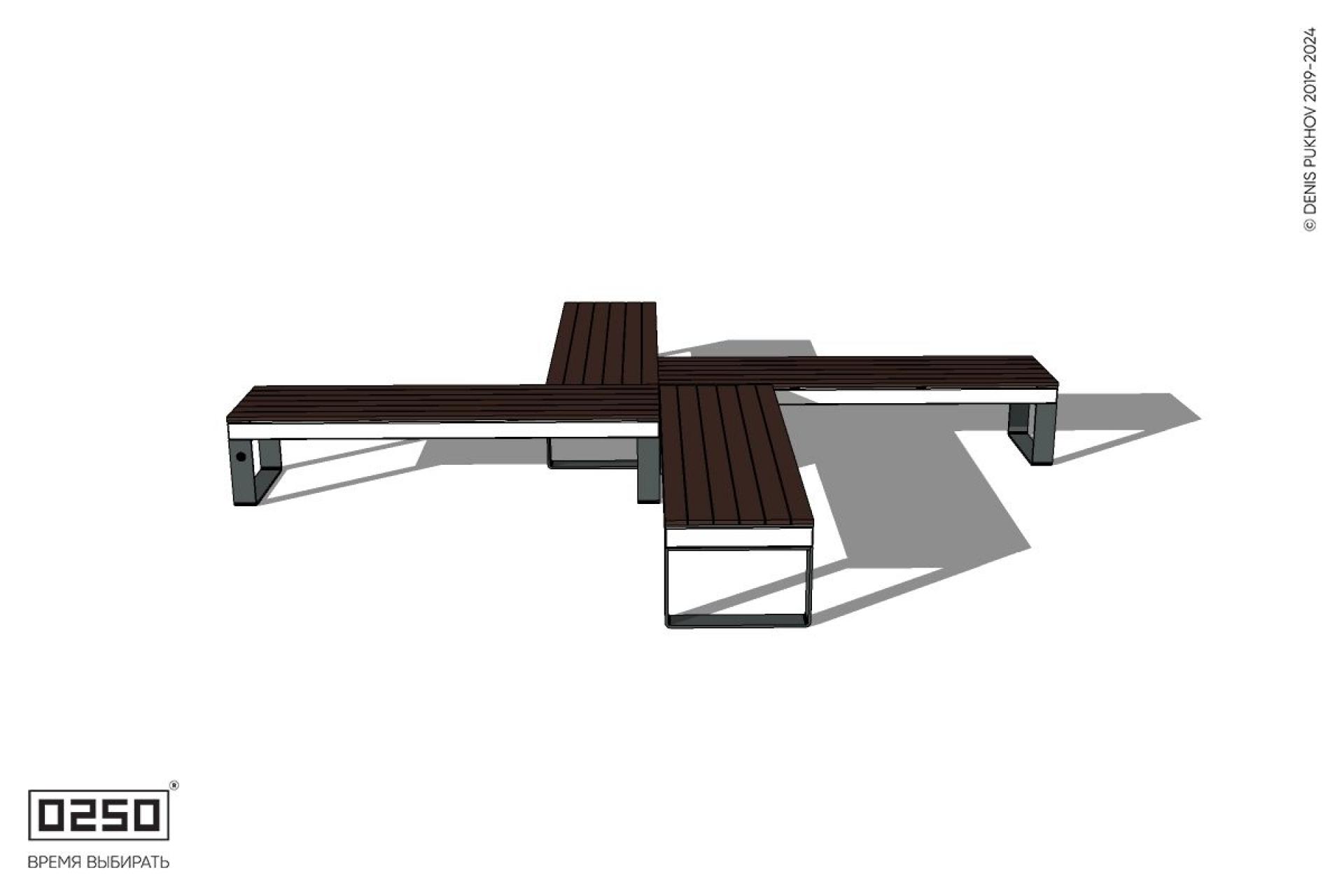 Уличная Крестовидная скамейка на ножках производство 0250