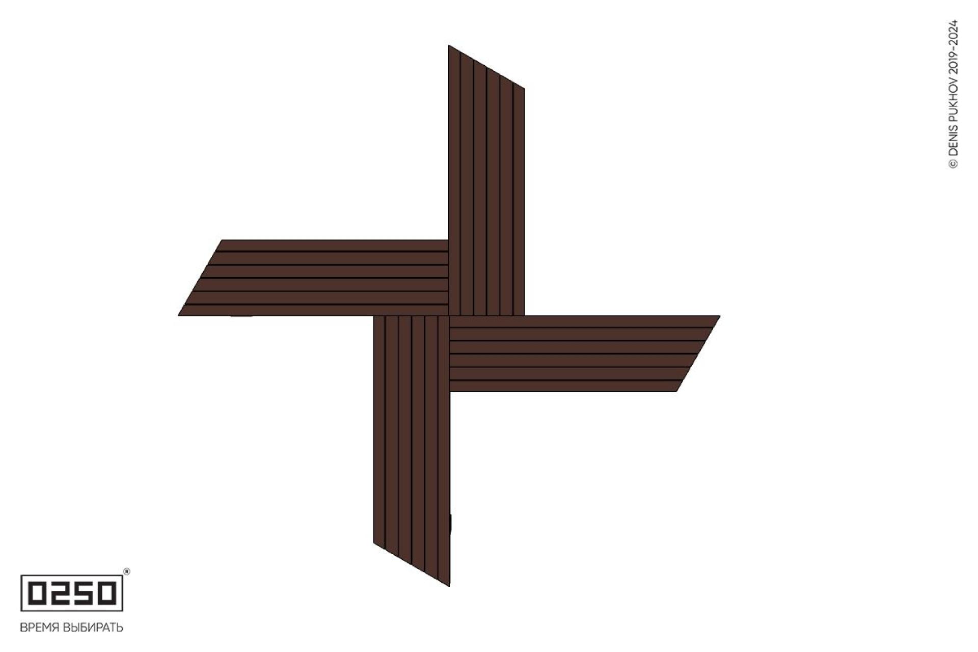 Крестовидная скошенная скамейка на ножках Уличная Крестовидная скошенная скамейка на ножках производство 0250, module