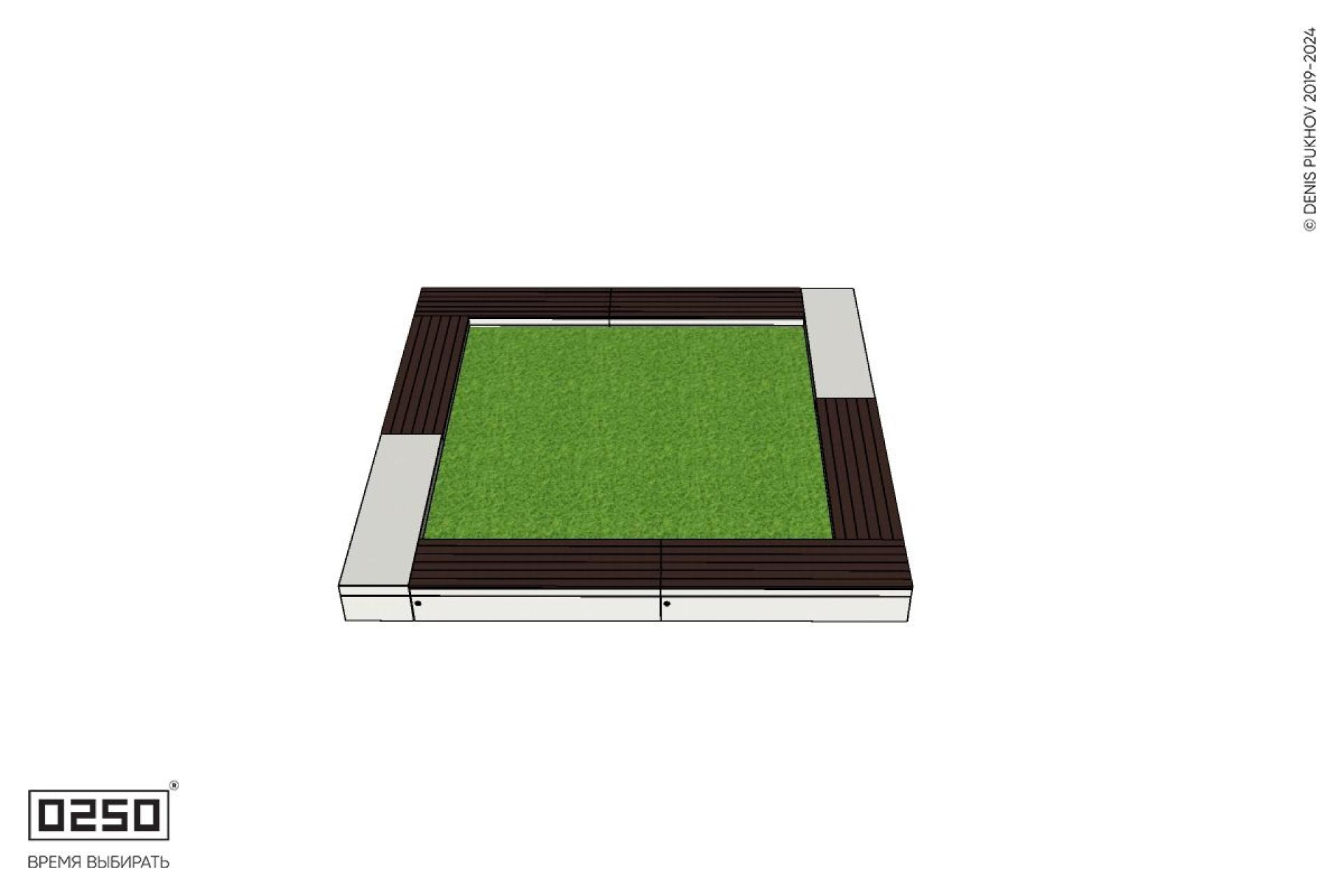 Уличная Квадратная двухпролетная скамейка цветник с комбинированным настилом производство 0250, modul+