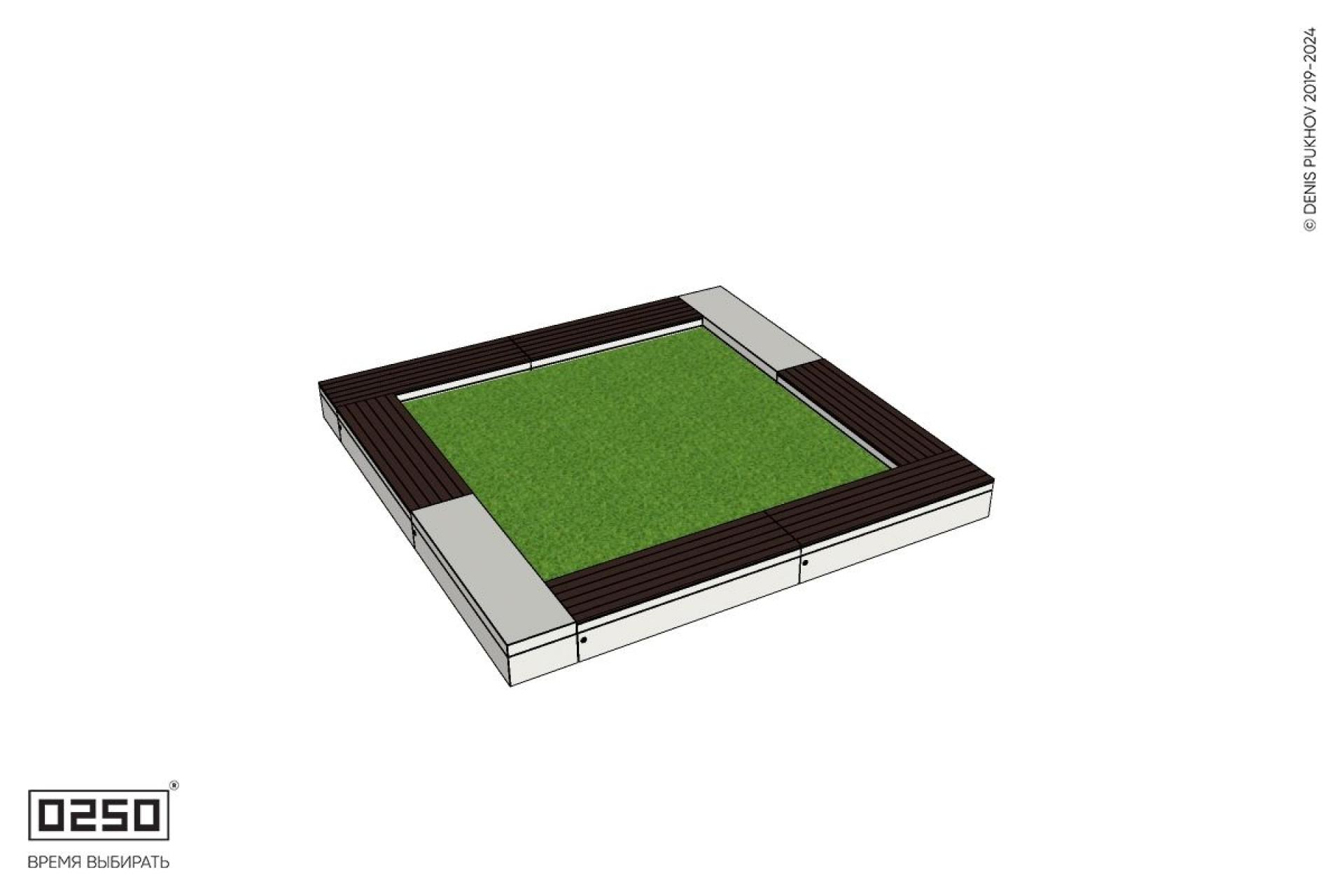 Уличная Квадратная двухпролетная скамейка цветник с комбинированным настилом производство 0250