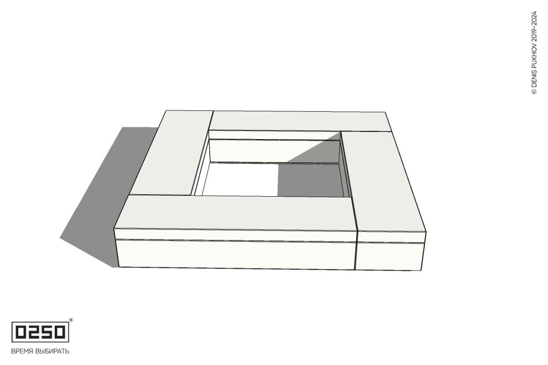 Уличная Бетонная квадратная скамейка на блоке производство 0250