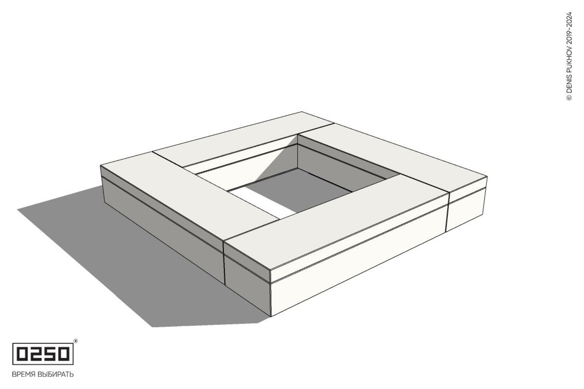 Уличная Бетонная квадратная скамейка на блоке производство 0250