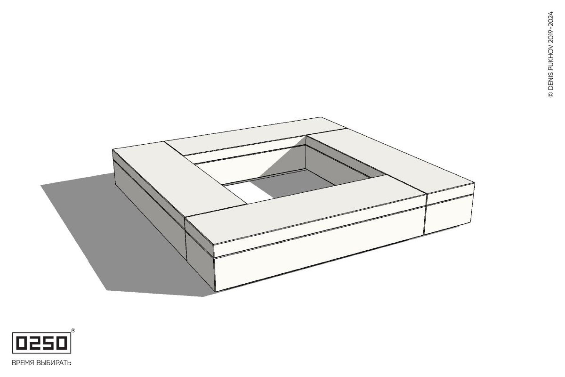 Уличная Бетонная квадратная скамейка на блоке производство 0250