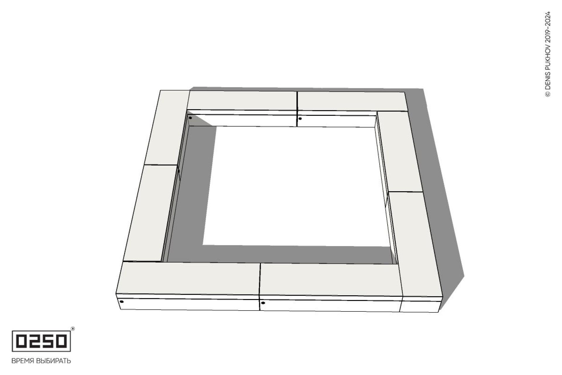 Уличная Бетонная квадратная скамейка двухпролетная на блоке производство 0250