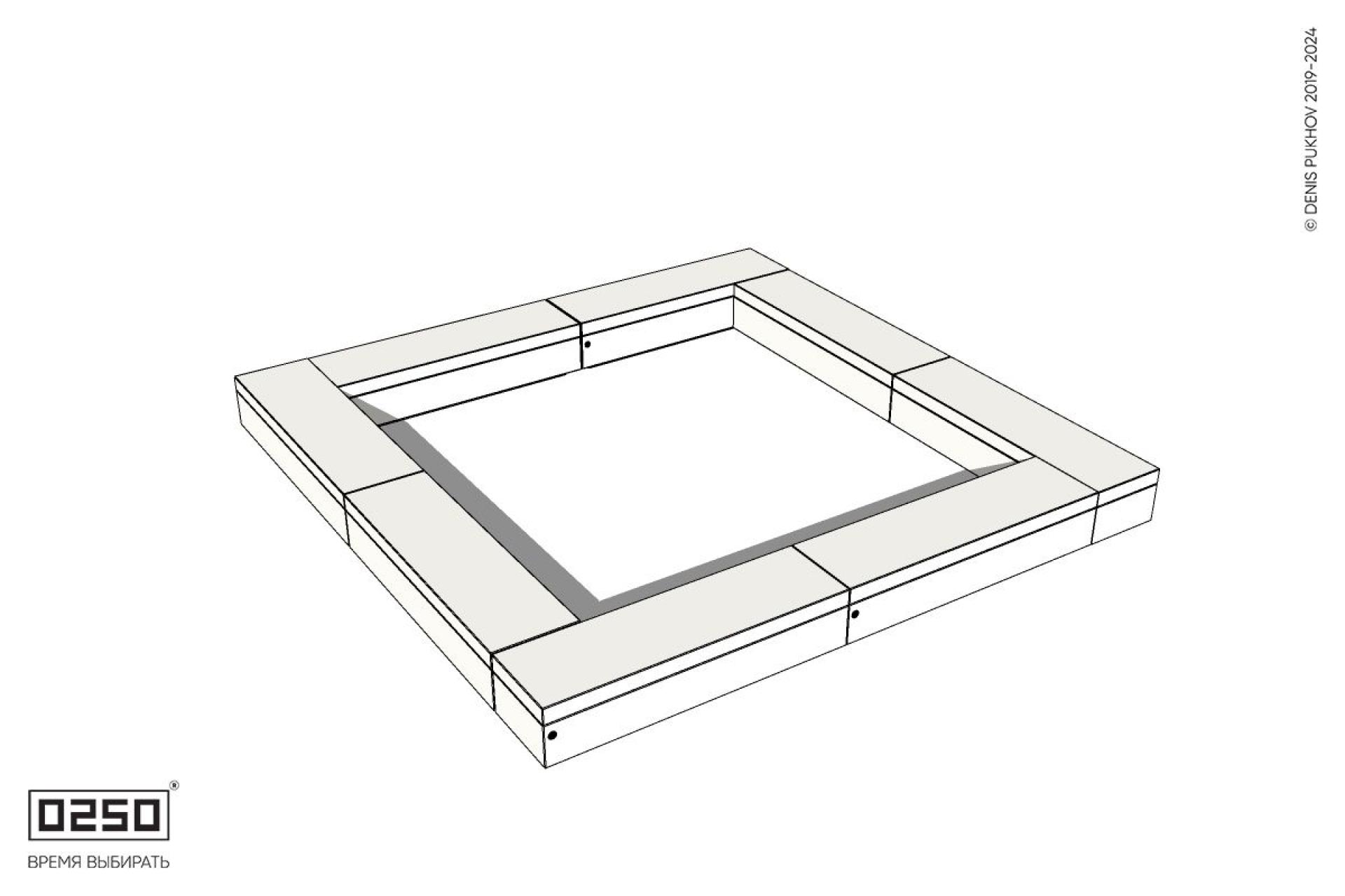 Уличная Бетонная квадратная скамейка двухпролетная на блоке производство 0250