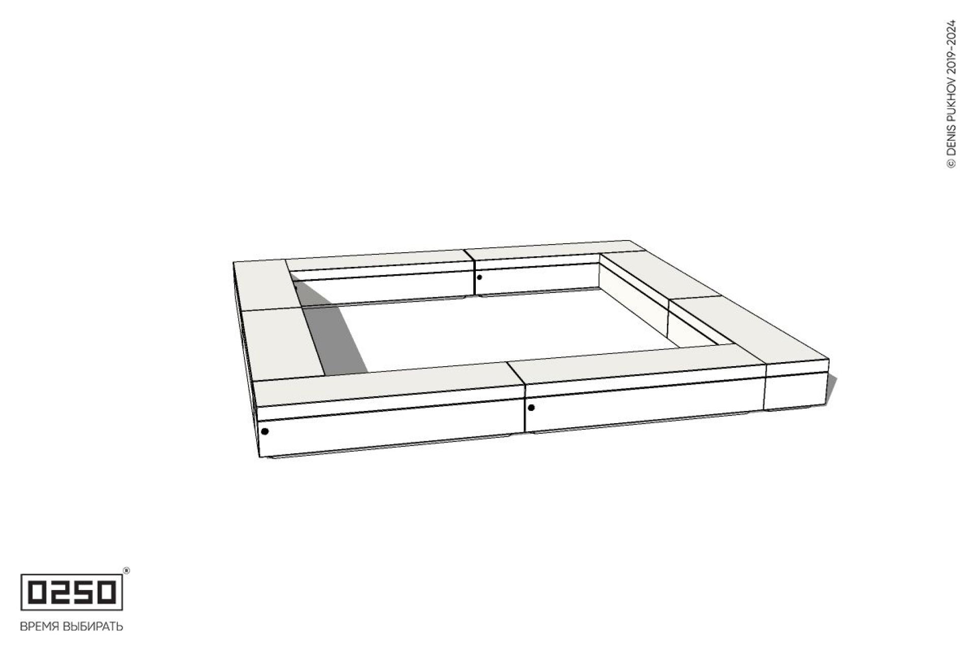 Уличная Бетонная квадратная скамейка двухпролетная на блоке производство 0250